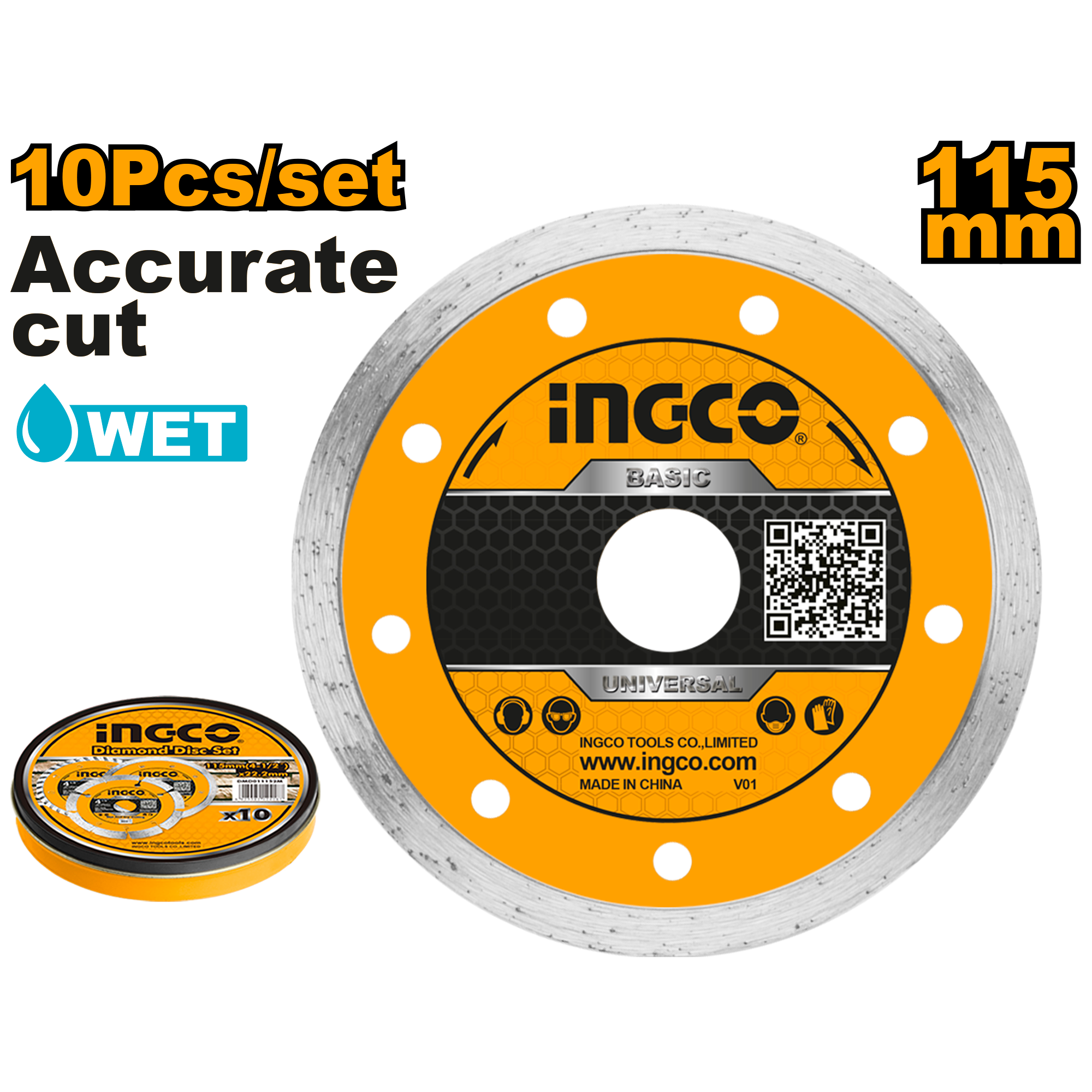 ДИЈАМАНТСКИ ДИСК ЗА ПЛОЧКИ 115mm BASIC INGCO DMD021152M
