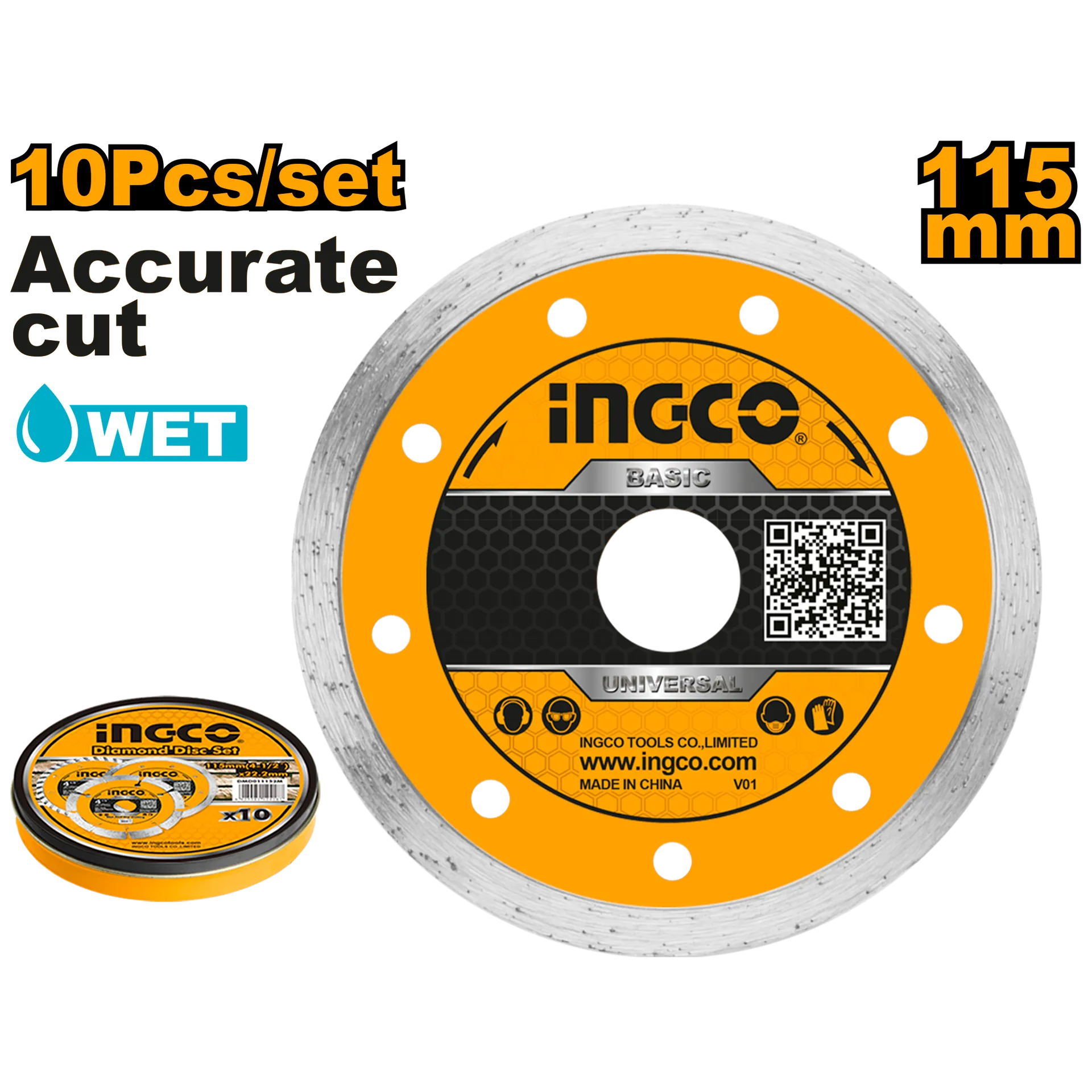 ДИЈАМАНТСКИ ДИСК ЗА ПЛОЧКИ 115mm BASIC INGCO DMD021152M