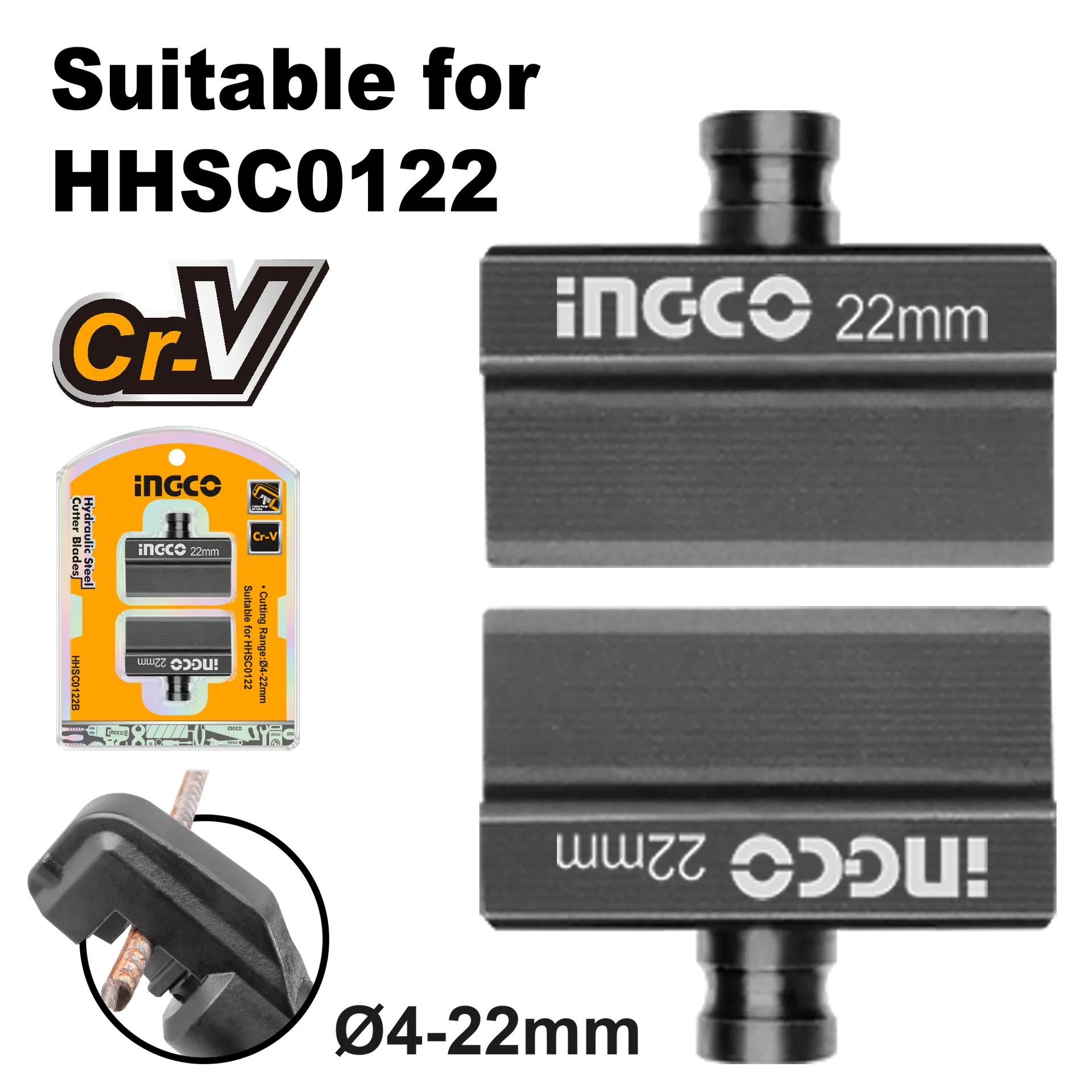 НОЖ 22mm ЗА ХИДРАУЛИЧНА МАШИНА ЗА КАБЕЛ INGCO HHSC0122B