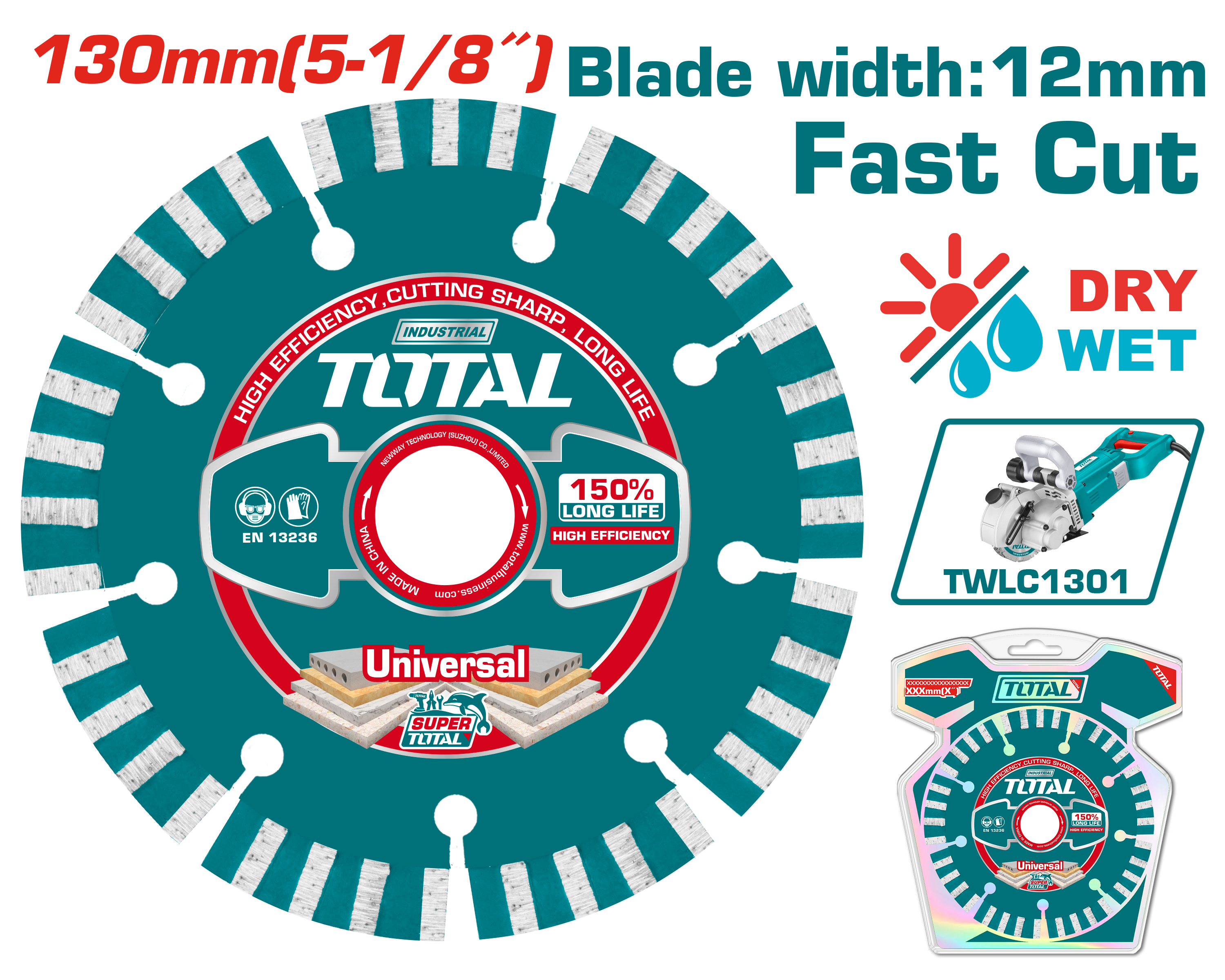 ДИЈАМАНТСКИ ДИСК 130mm ЗА TWLC1301 БЕТОН TOTAL TAC2111301