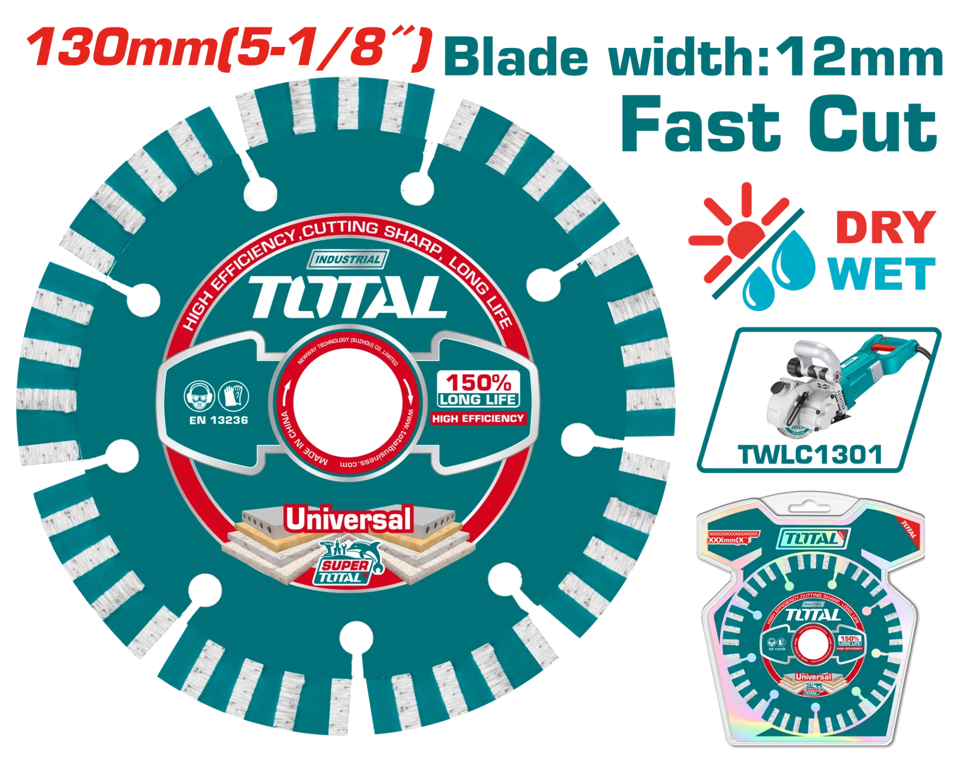 Disk diamanti 130mm për beton TWLC1301 TOTAL TAC2111301