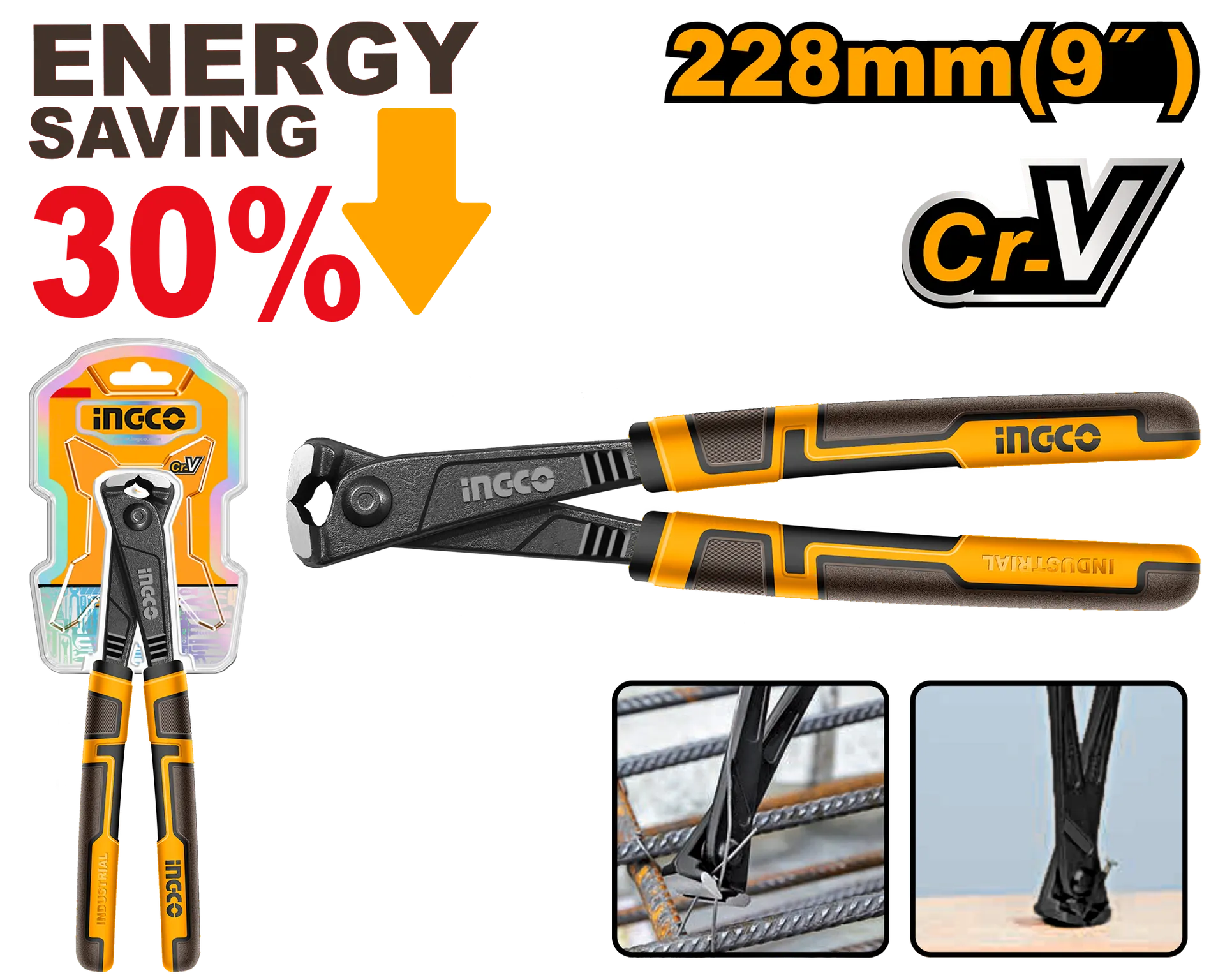 АРМИРАЧКА КЛЕШТА ПРОФИ 30% 228mm INGCO HHRP28230