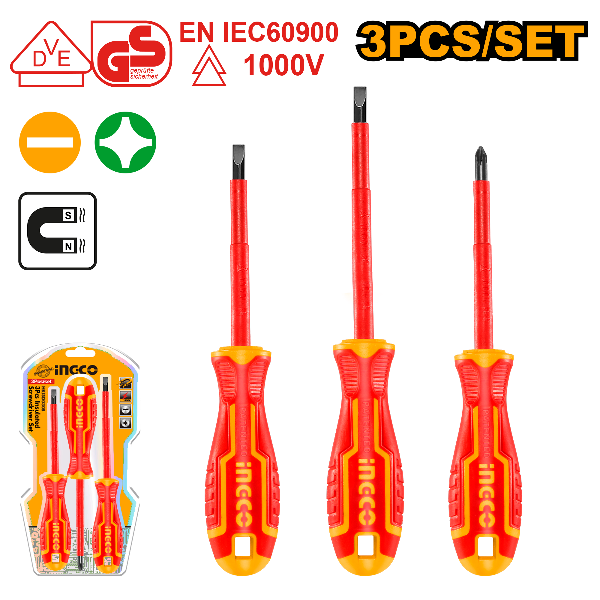 Sete kaçavela elektricisti 3/1 INGCO HKISD0308
