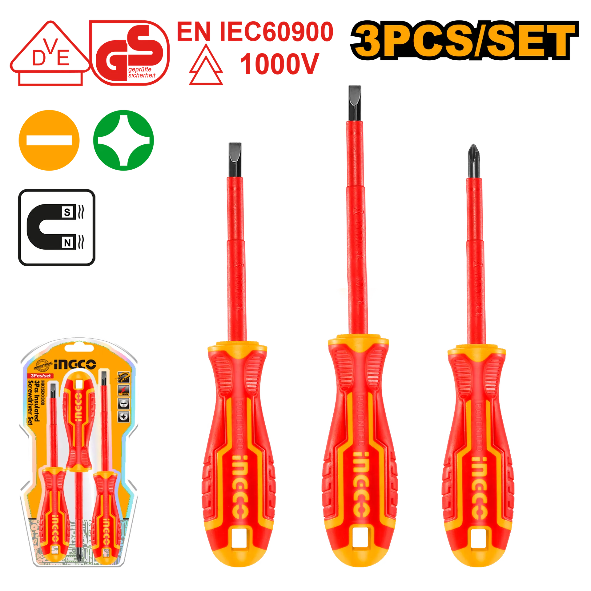 Sete kaçavela elektricisti 3/1 INGCO HKISD0308