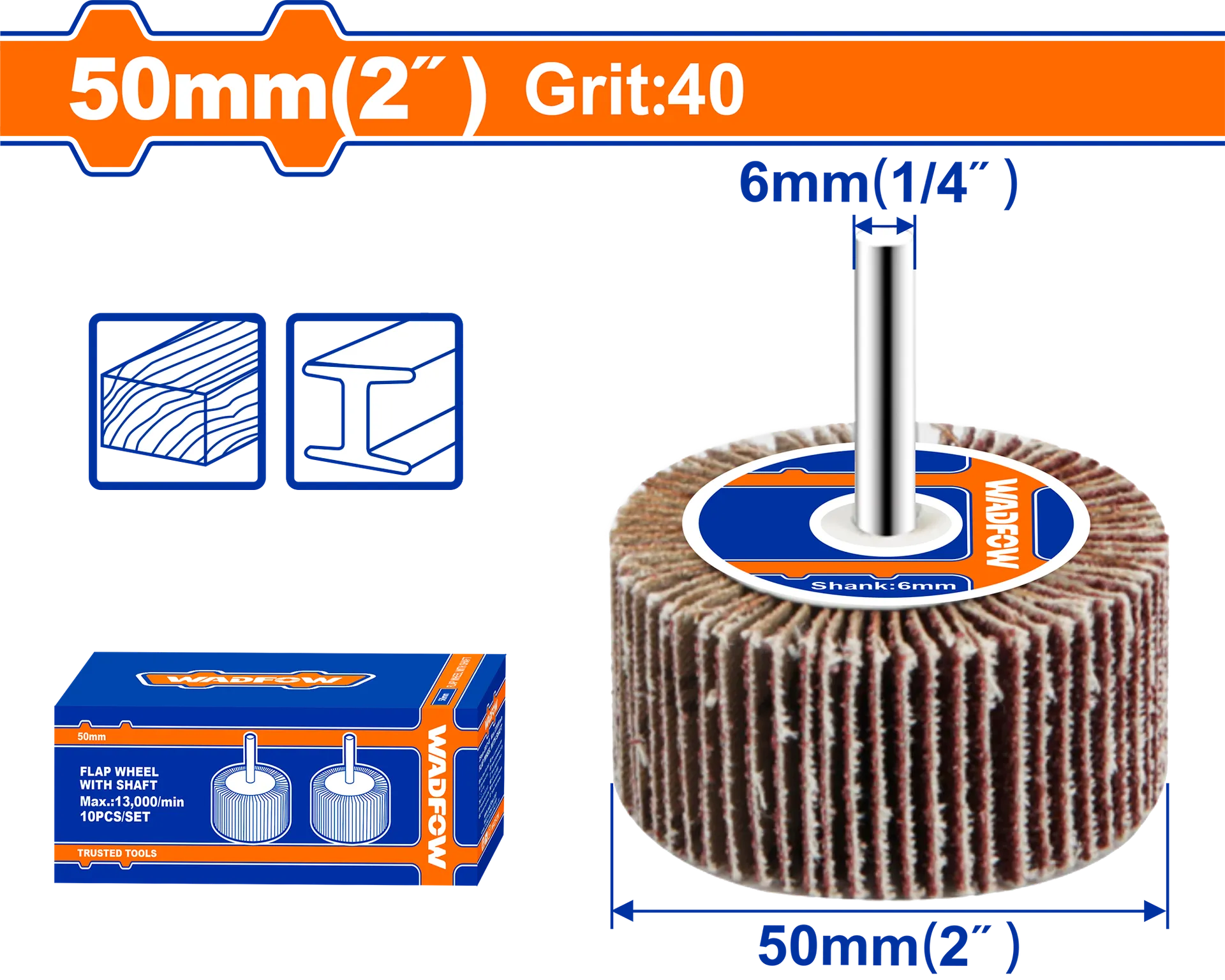 Rrota zhvilli 50mm P120 WADFOW WYW5004