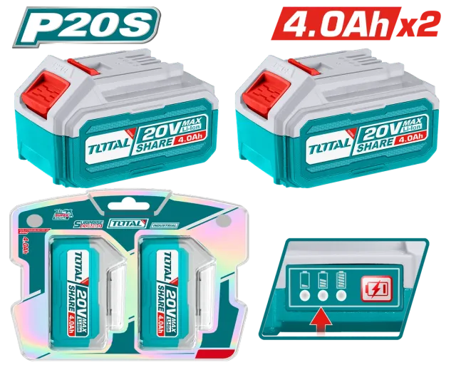 БАТЕРИЈА TOTAL 20V 2×4.0Ah TOSLI240312E