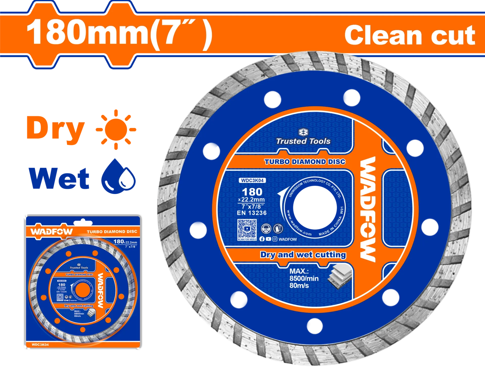 Disk diamant 180mm clean cut WADFOW WDC3K04