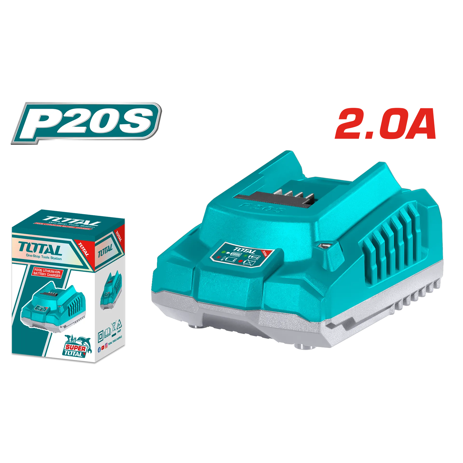 Ngarkues TOTAL 20V 2.0A TFCLI2001