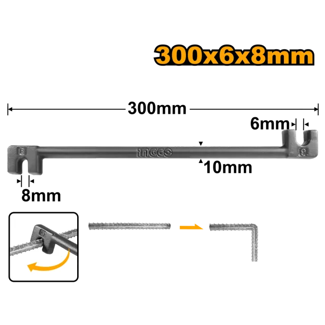 КЛУЧ ЗА ВИТКАЊЕ АРМАТУРА 6×8 INGCO HBB06081