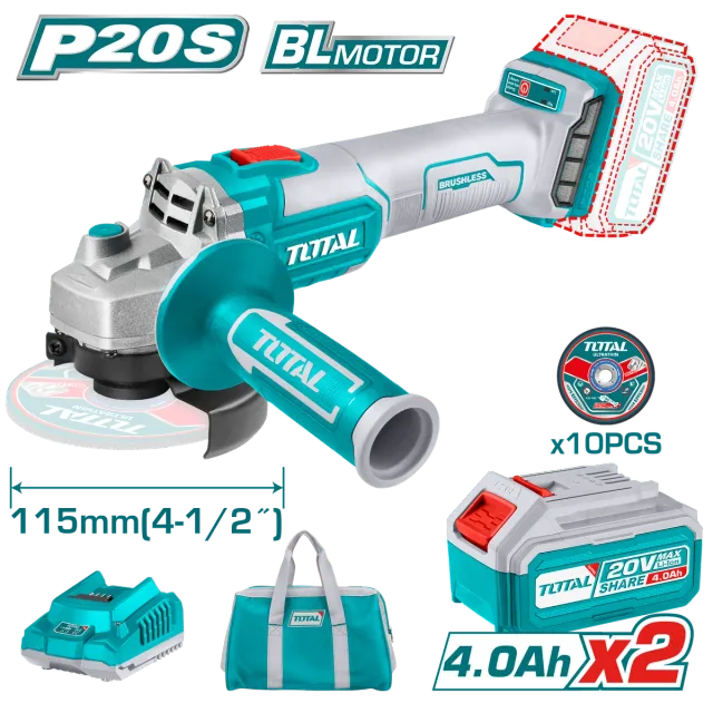 АГОЛНА БРУСИЛКА 20V 2×4.0Ah БАТЕРИИ TOTAL TAGLI2011582