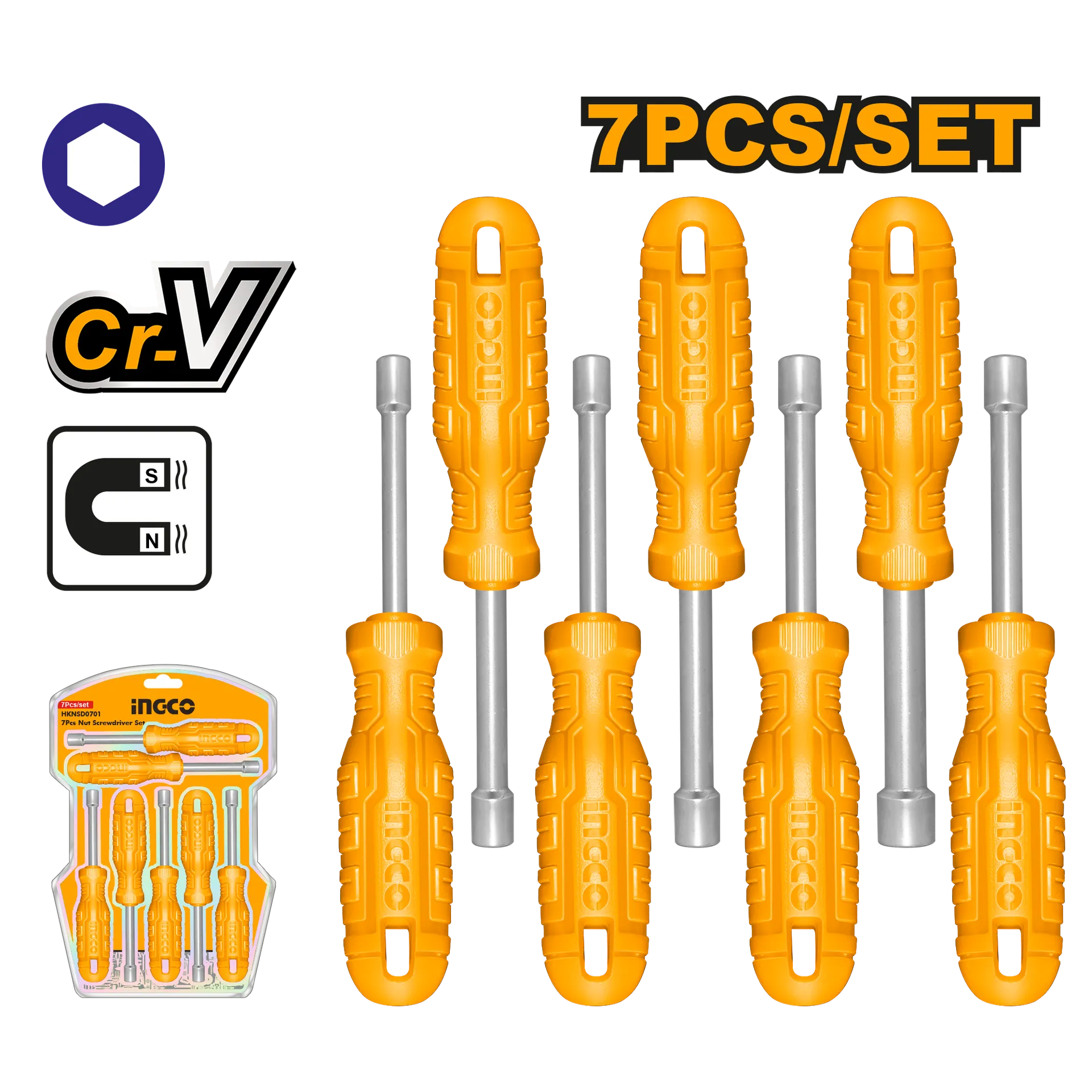 Komplet 7/1 çelësa tubularë INGCO HKNSD0701