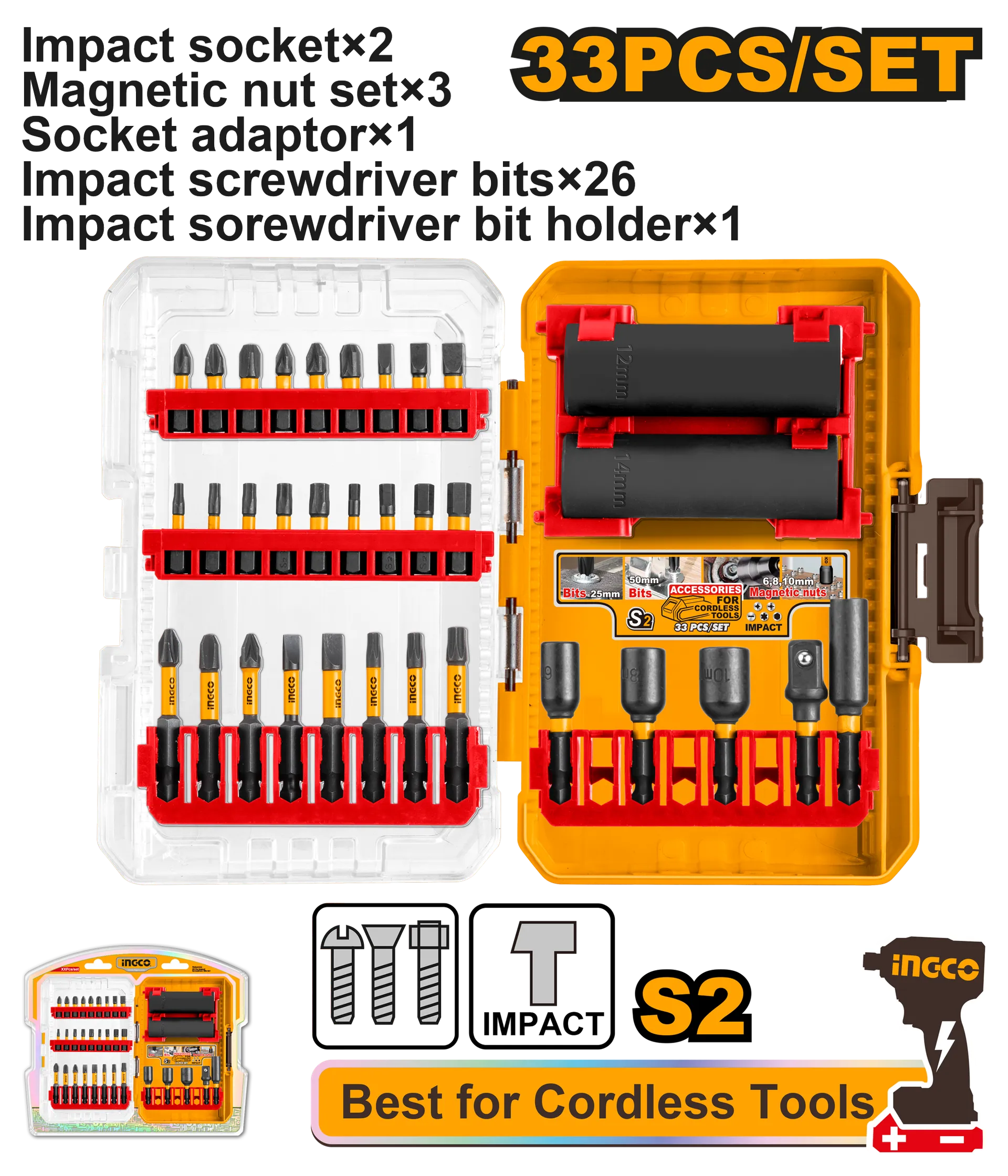 Komplet shtepiak + përfundim 33/1 INGCO AKDL63306