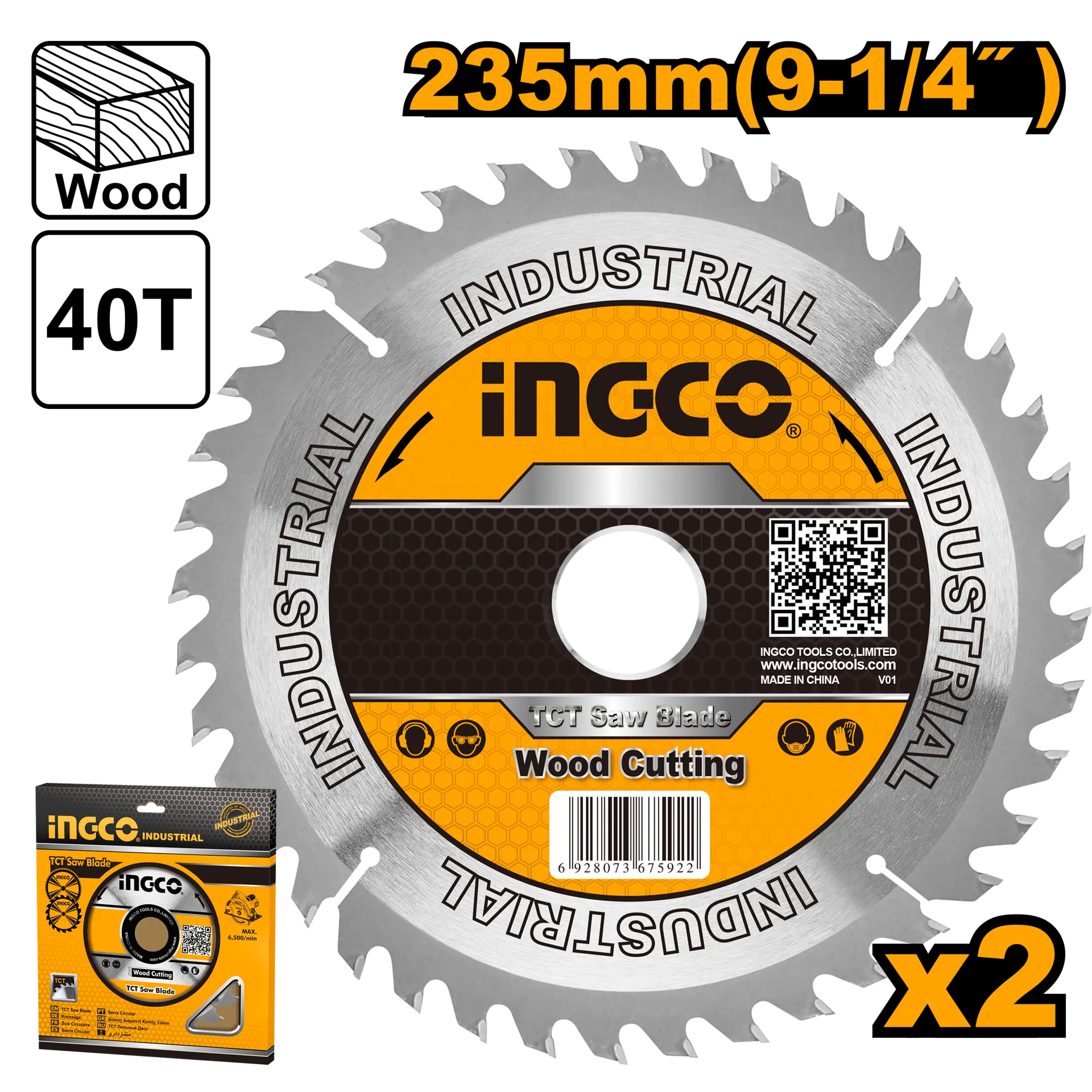 Pila për Drutë untuk cirkulare 235mm 40T set 2/1 INGCO TSB1235252