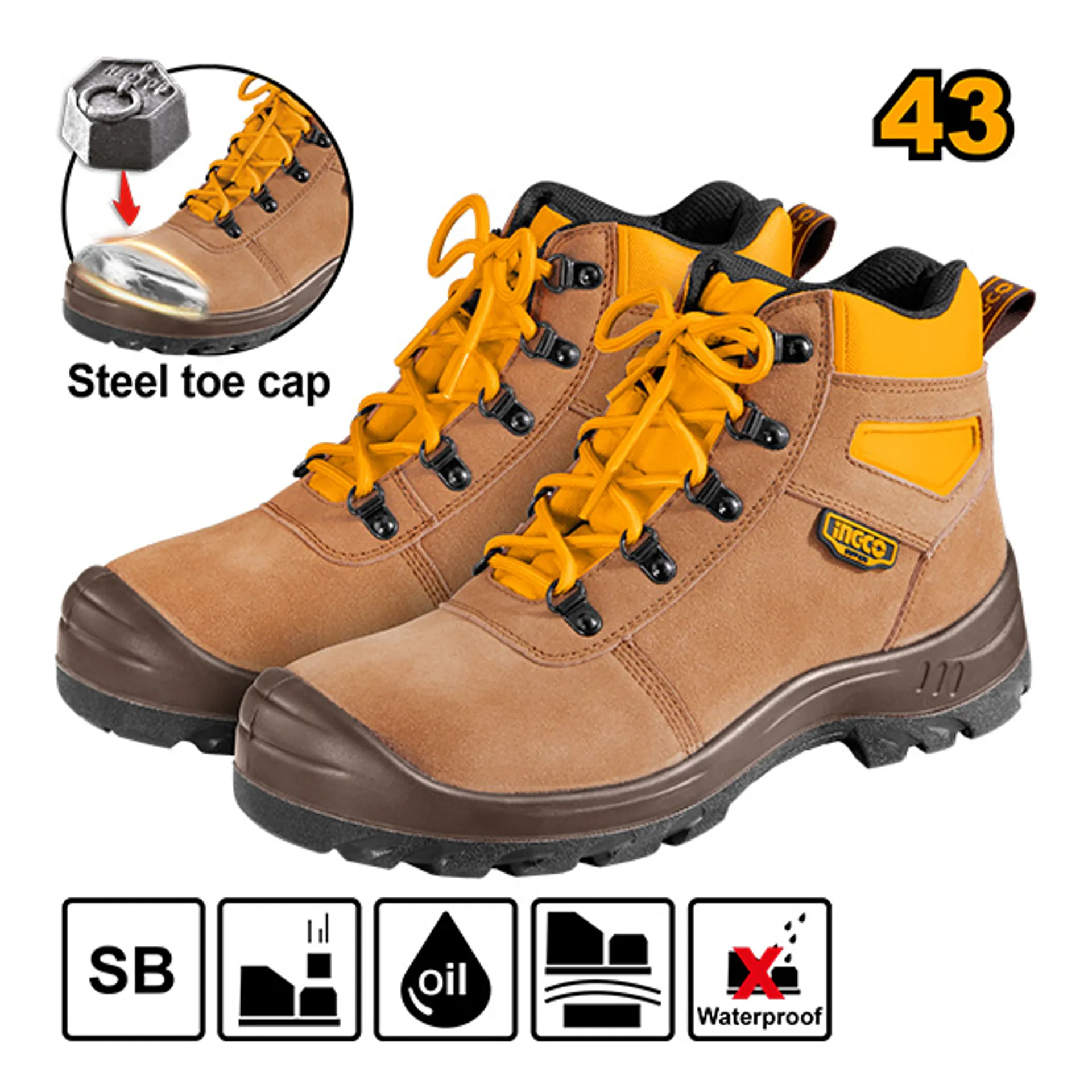 Boots INGCO deep yellow 43 SSH02SB.43