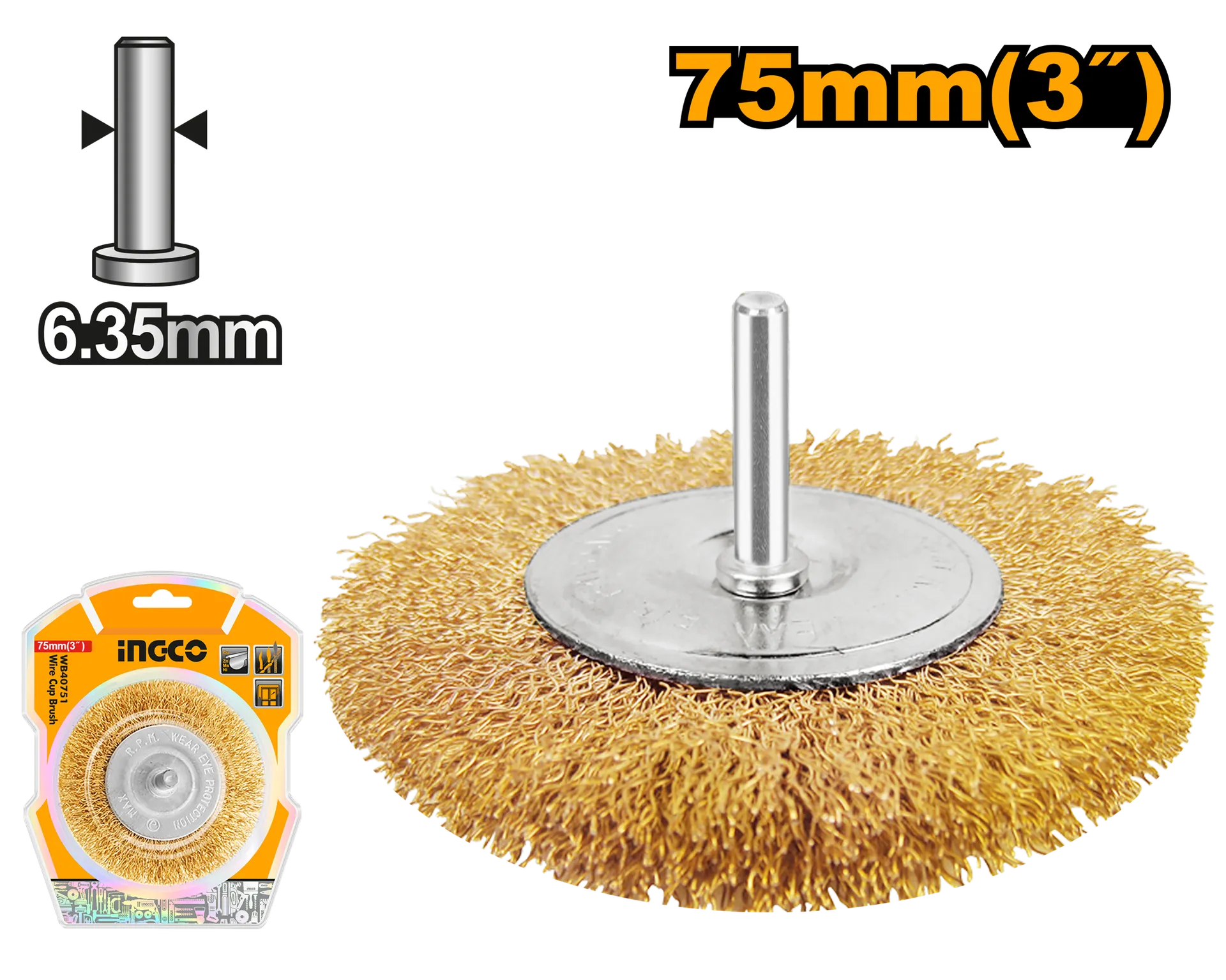 Furçë tunxh INGCO 75 shpim flat WB40751