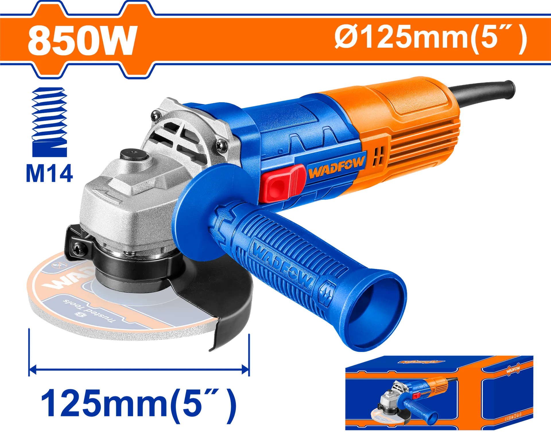 Brusilje këndore elektrike 850W 125mm WADFOW WAG15851