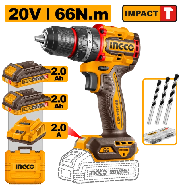 ШТРАФИЛИЦА 66Nm 20V 2×2.0Ah INGCO CIDLI20668