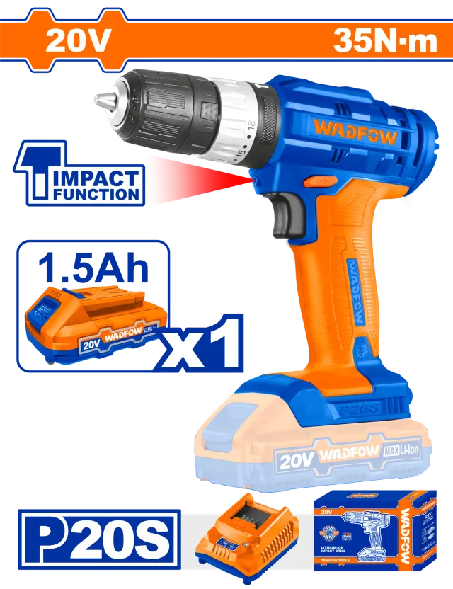 ШТРАФИЛИЦА 20V 35Nm 1×1.5Ah БАТЕРИЈА WADFOW WCDP521