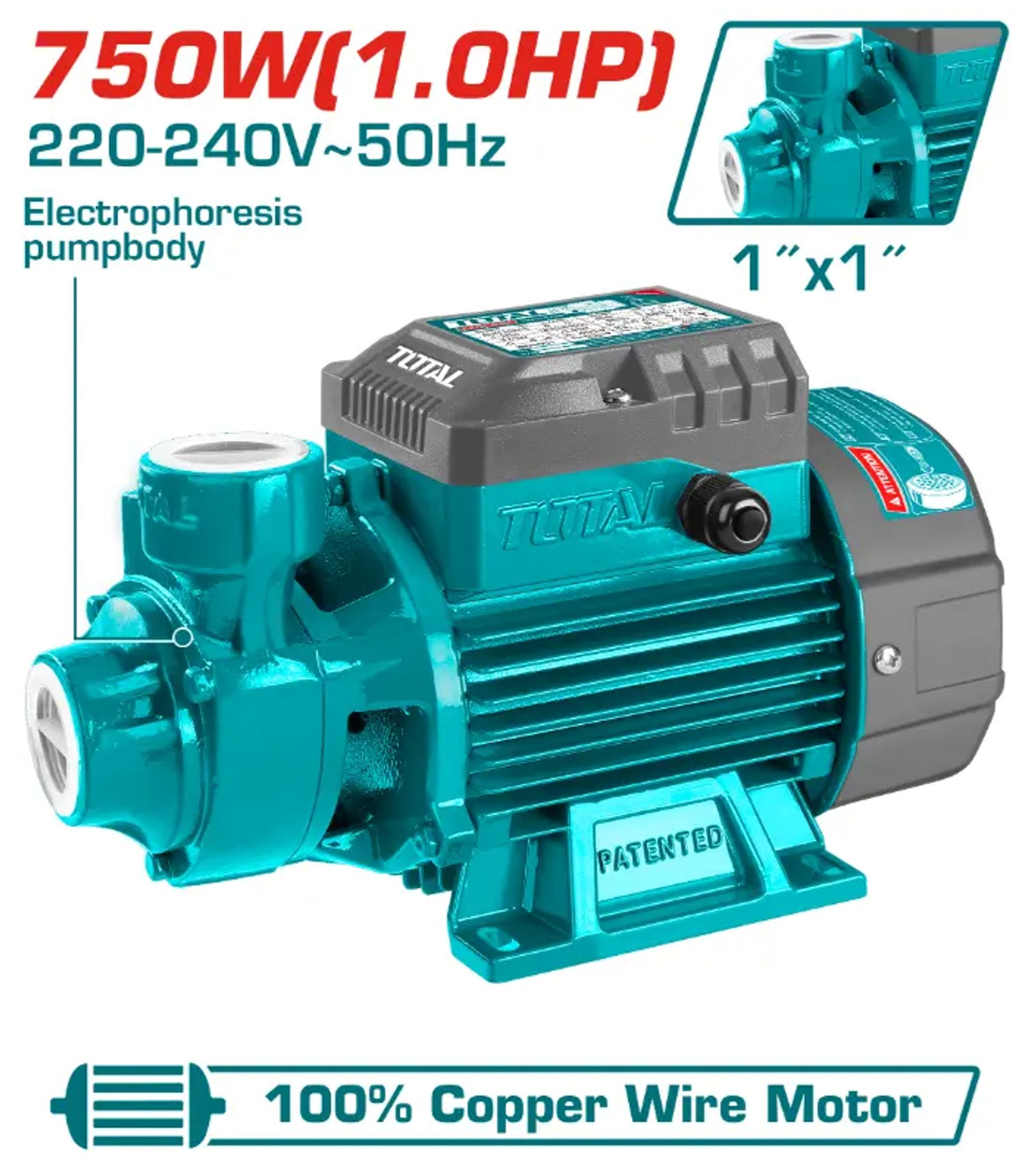ПУМПА ЗА ВОДА TOTAL 0.75Kw – TVP17506