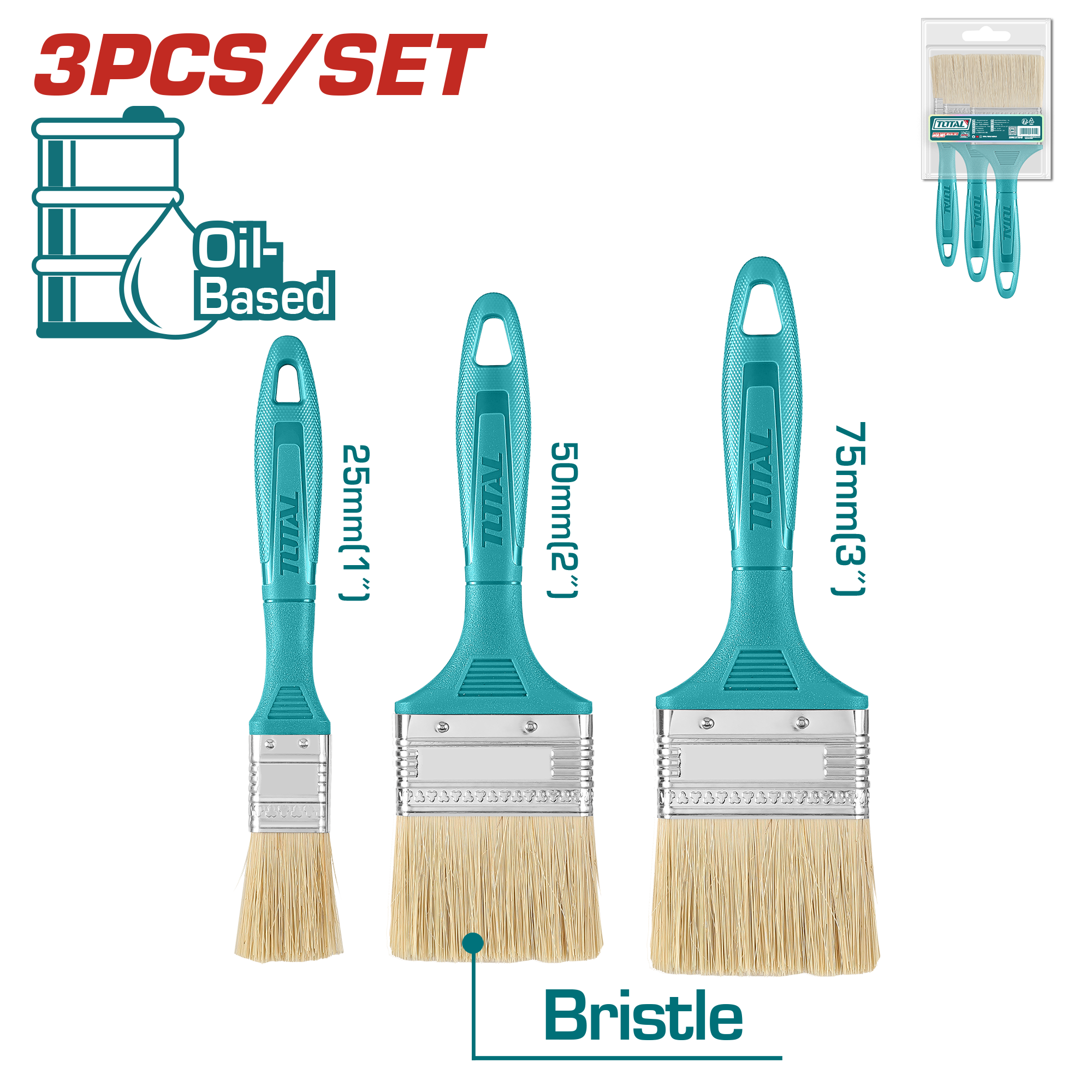 Set 3/1 furça për bojitje TOTAL THT8450301