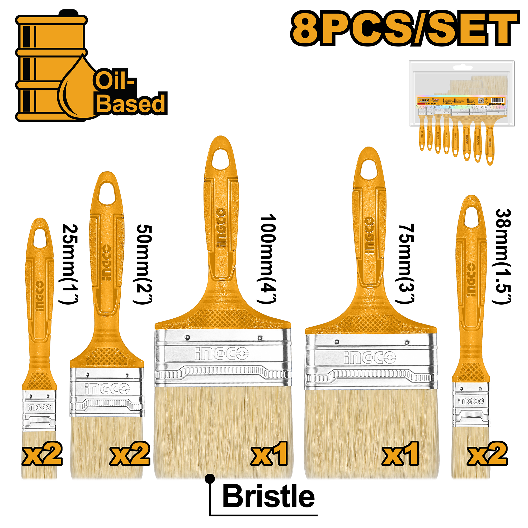 Set 8/1 furça për bojitje INGCO CHPTB7860801