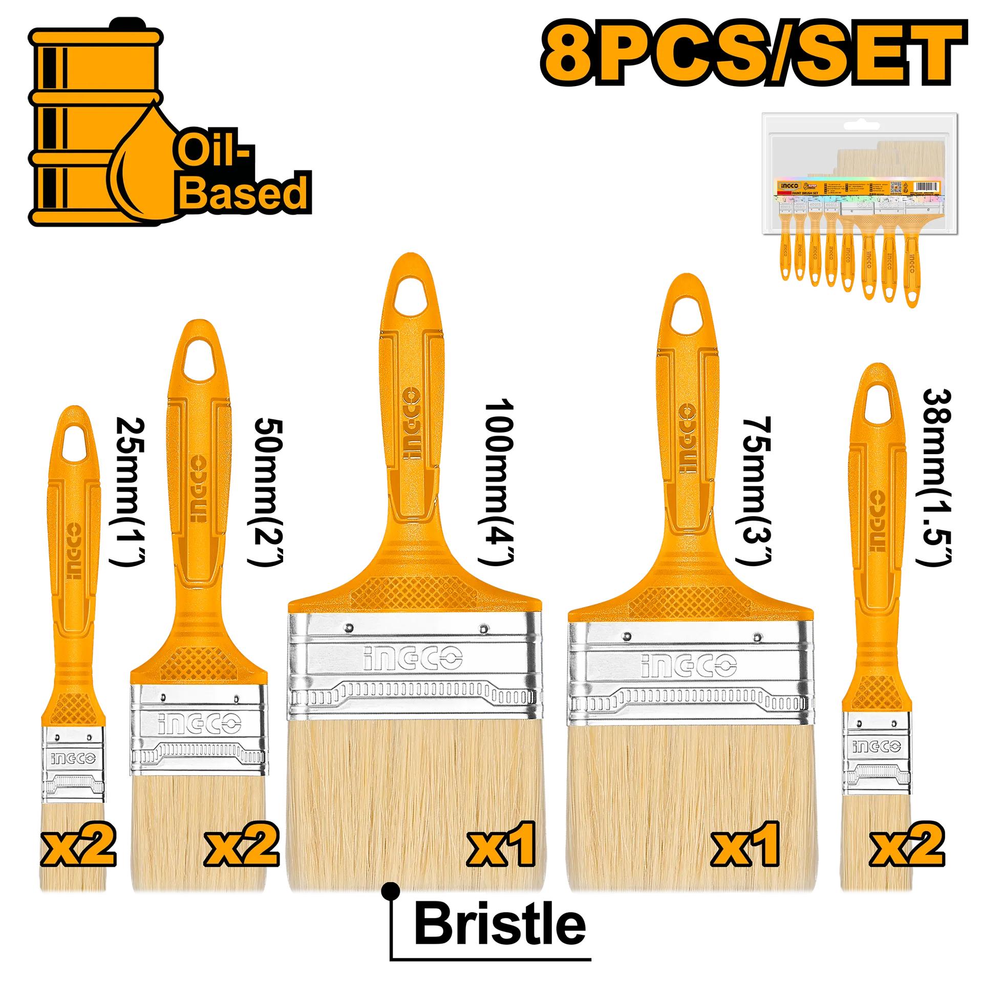 Set 8/1 furça për bojitje INGCO CHPTB7860801