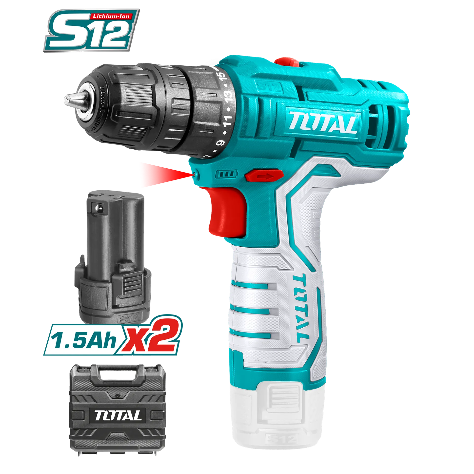 Trapan 12V 2×1.5Ah bateritë TOTAL TDLI12325