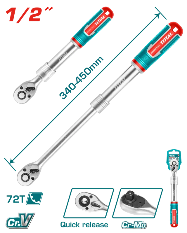 Çelës raca TOTAL 1/2″ teleskopik THT106128L