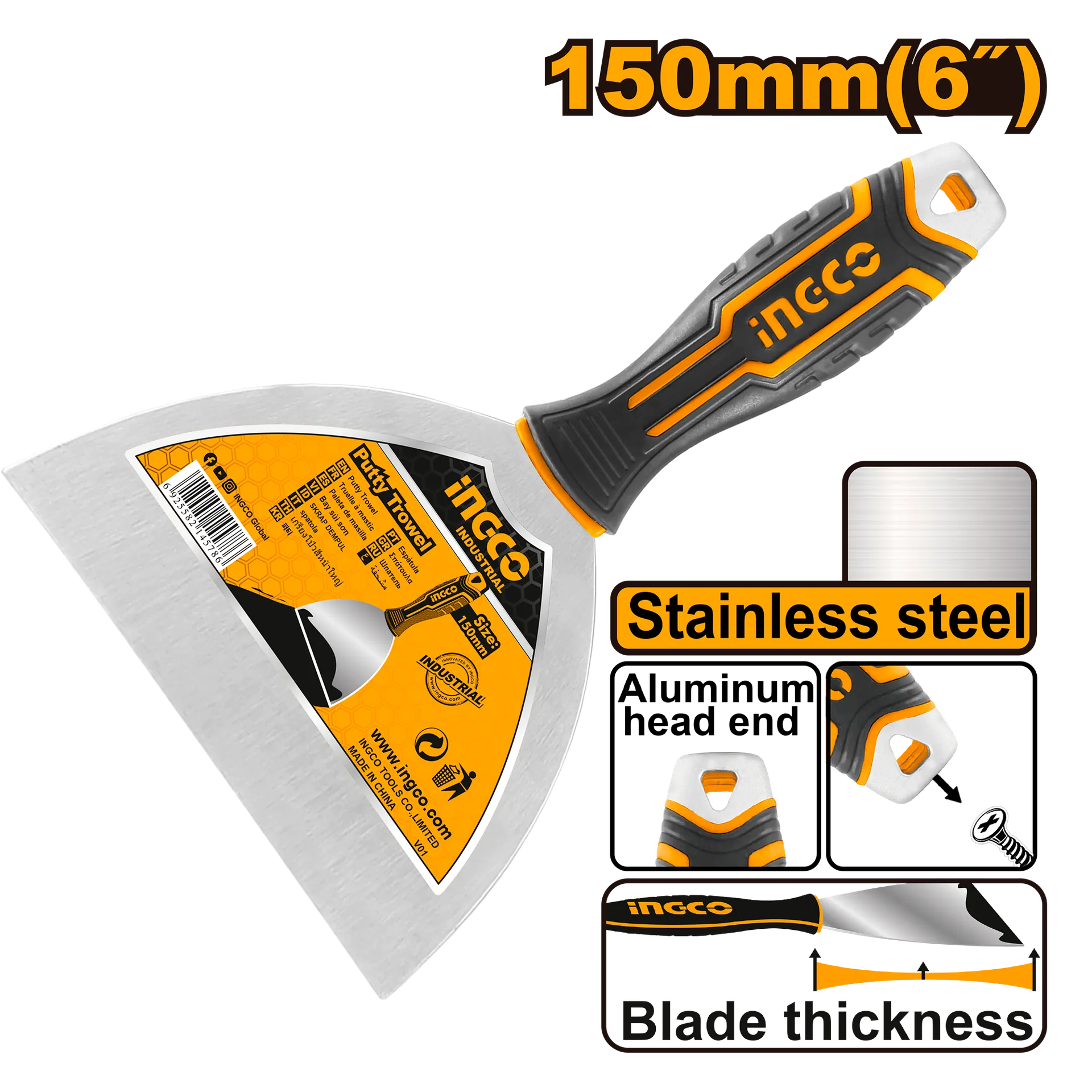 ШПАКЛА 150mm НЕРЃОСУВАЧКИ ЧЕЛИК INGCO HPUT18150