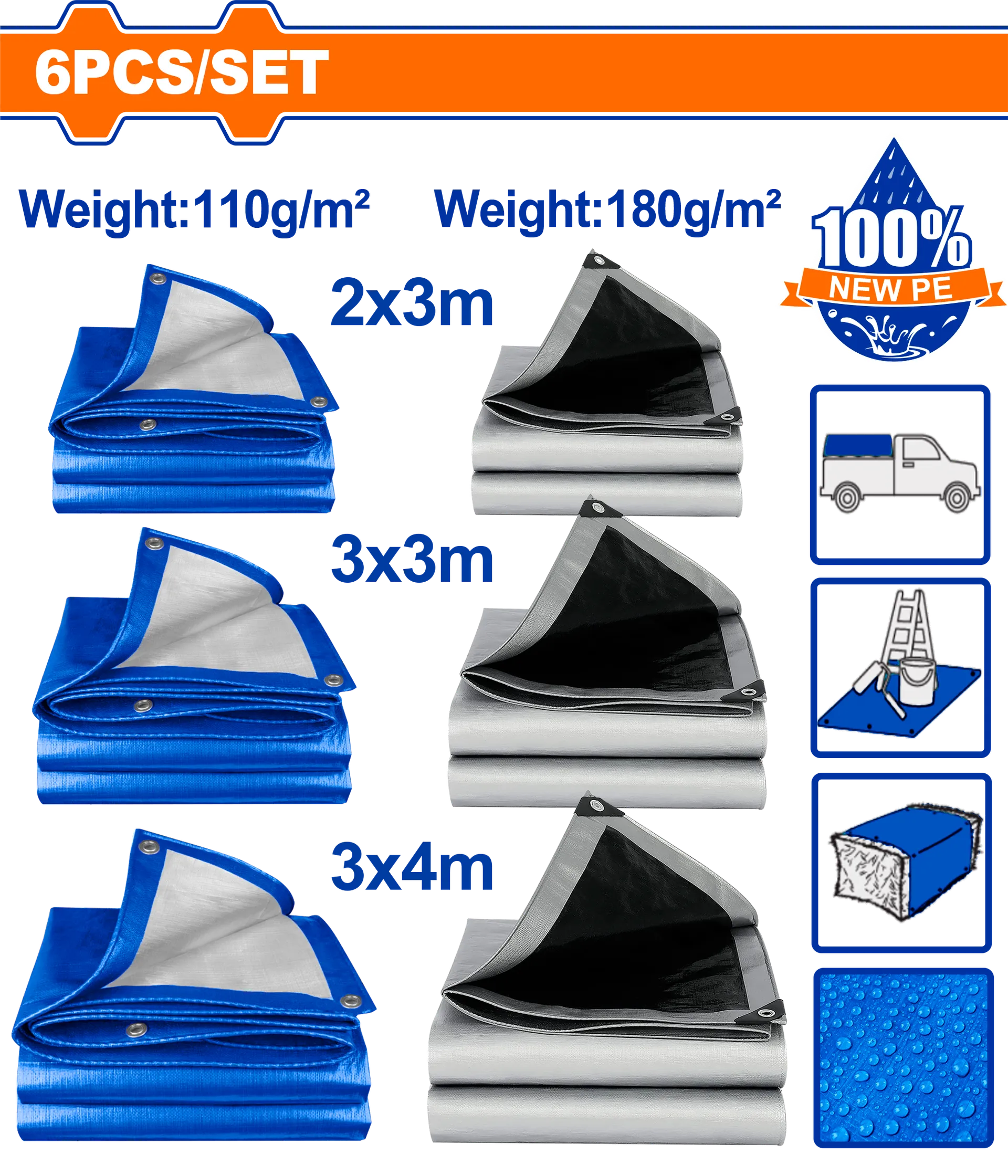 Seti i mjeteve 6/1 argjinid+gris WADFOW WTQ9106