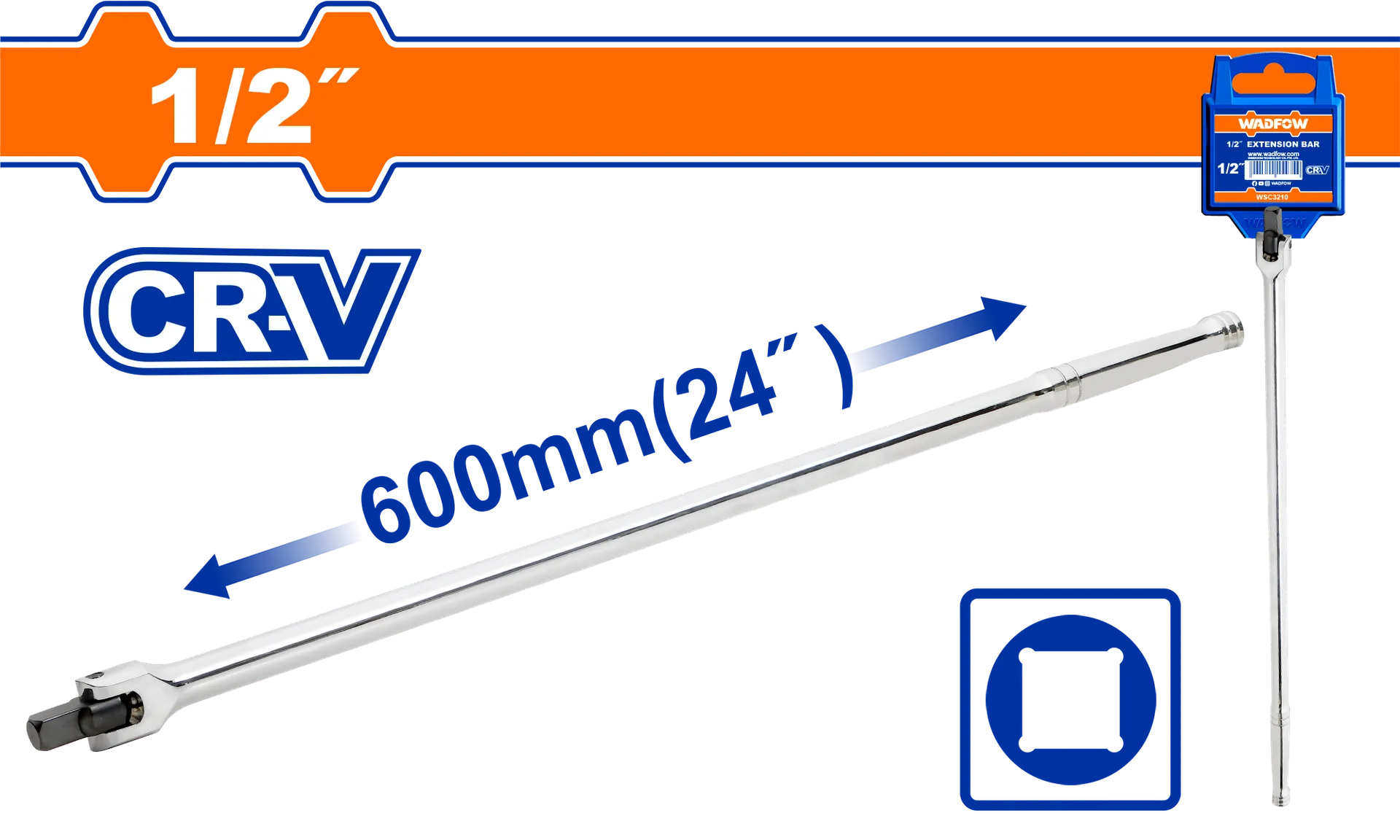 ПРОДОЛЖЕТОК ЗА ПАТЕНТ КЛУЧ ДОЛГ 600mm 1/2″ ФЛЕКСИБИЛНА WADFOW WSC8224