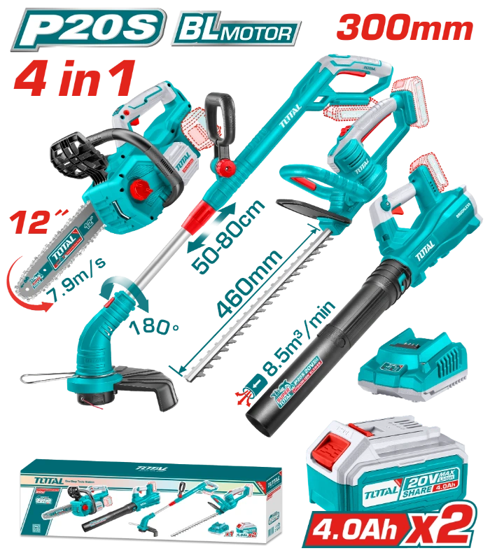 Combo set 4/1 kopshtari 20V 2x4.0Ah TOTAL TOSLI250496(M)