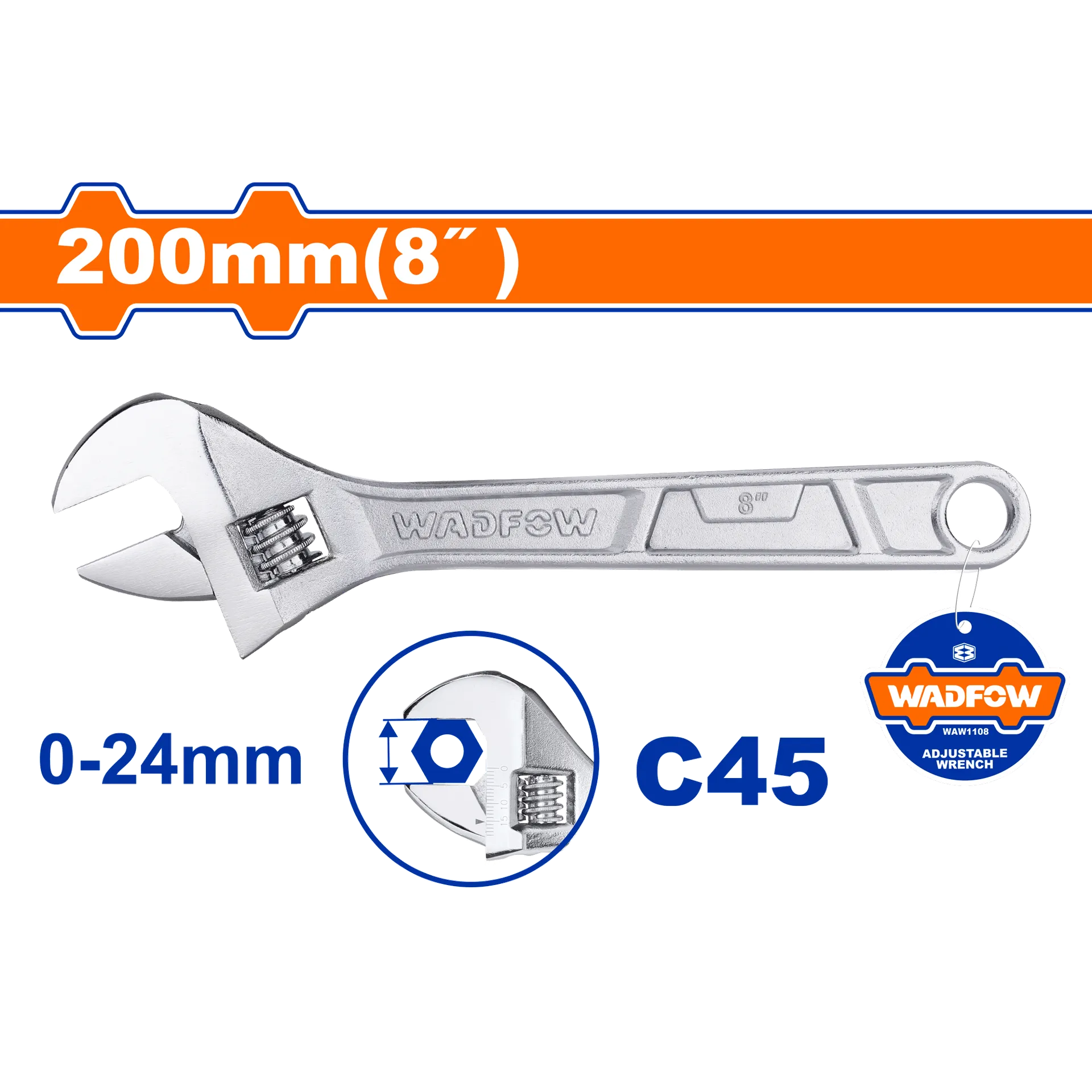 Çelës francez i rregullueshëm 200mm WADFOW WAW1108