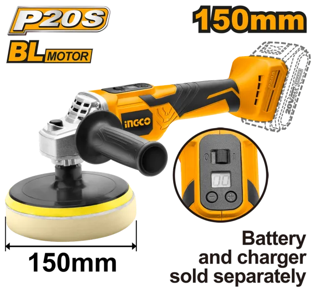 ПОЛИРКА 150mm 20V СОЛО БЕЗ БАТЕРИИ INGCO APLI2001