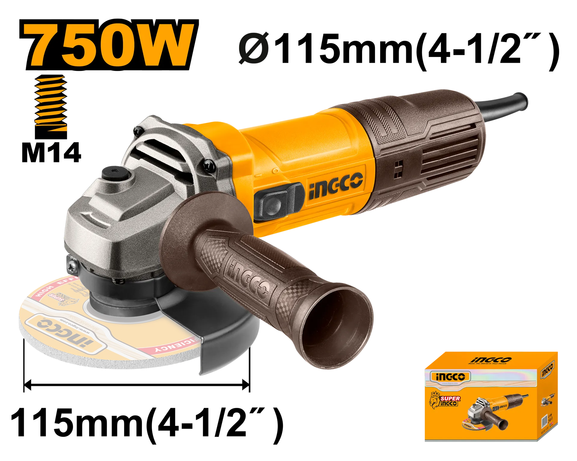 Brusilje këndore 750W F115 INGCO AG75028