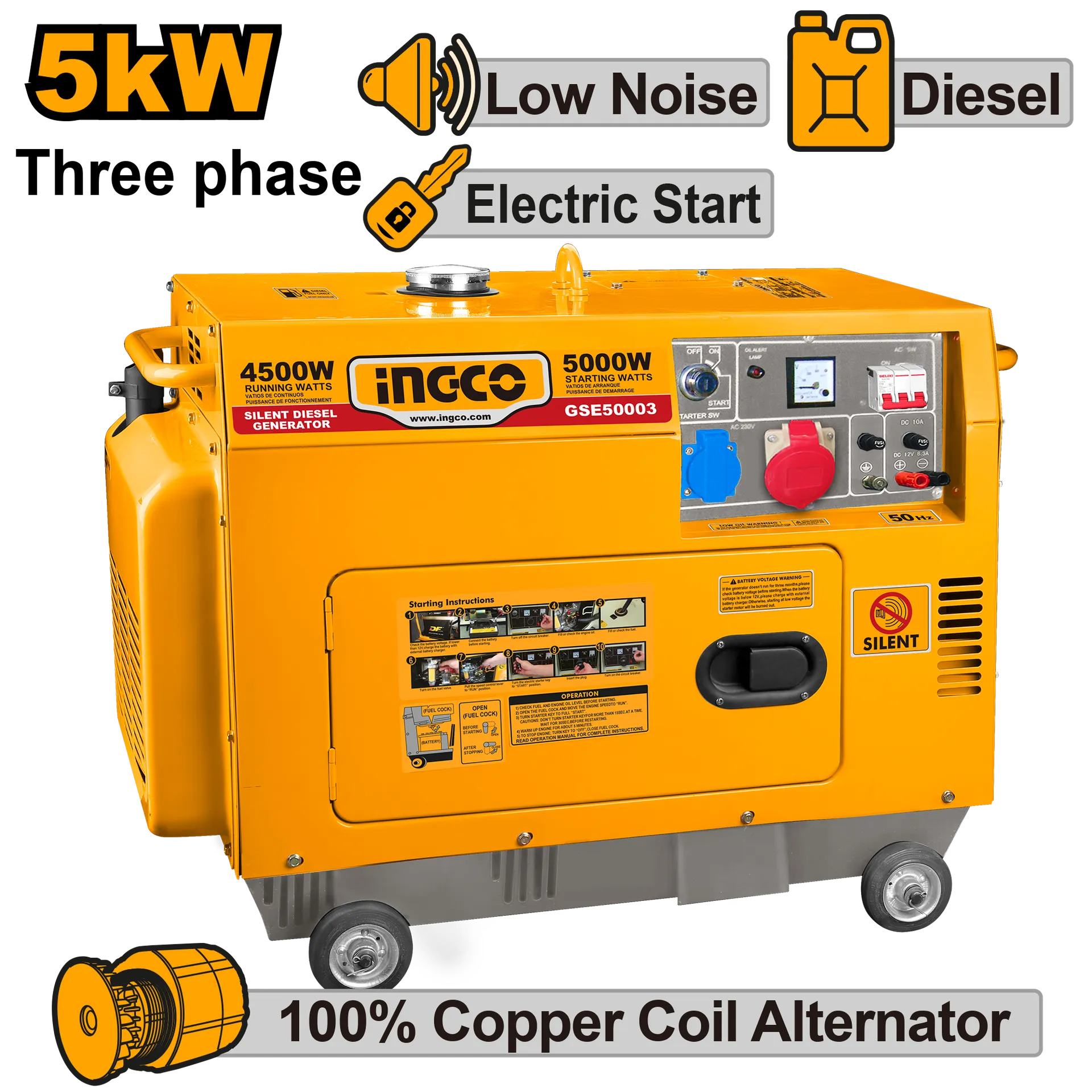 Agregat INGCO naftë 5 KW SILENT GSE50003