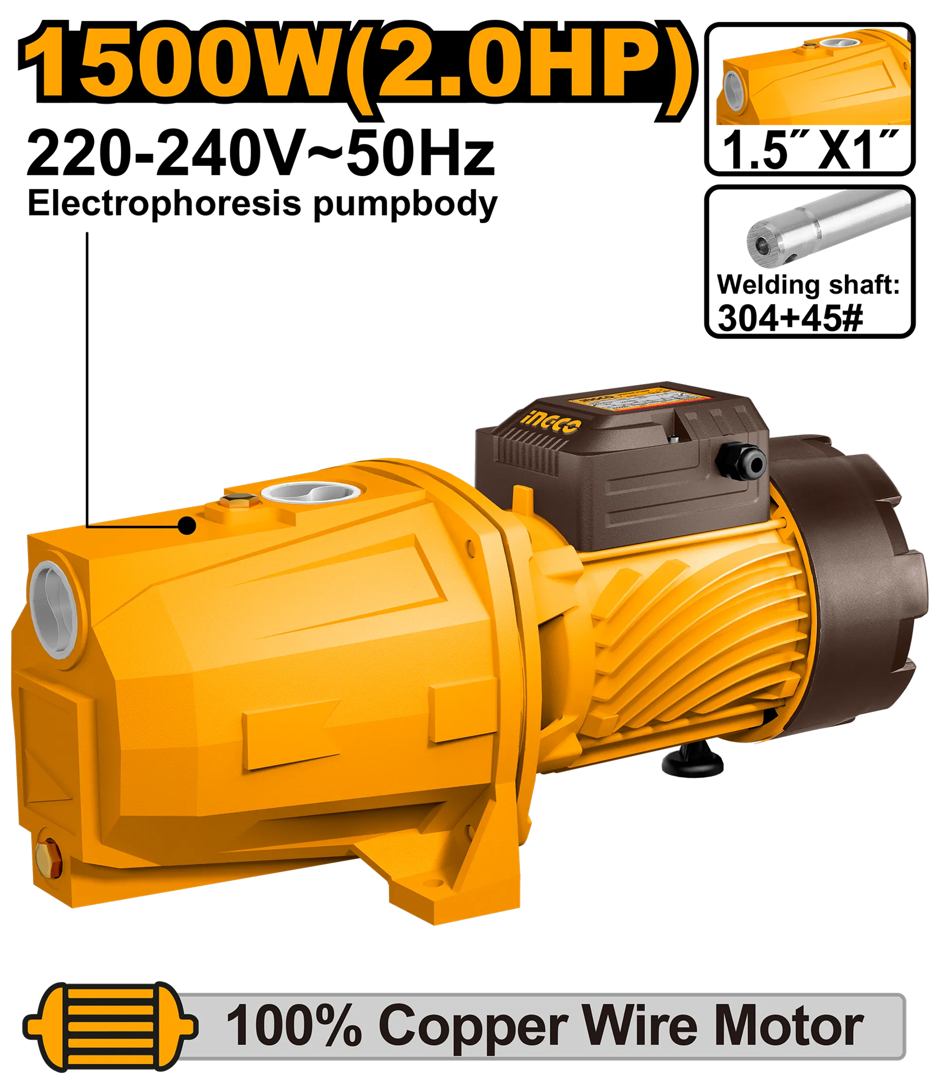 ВАКУМ ПУМПА ЗА ВОДА 1.5KW 1″ INGCO JP150068