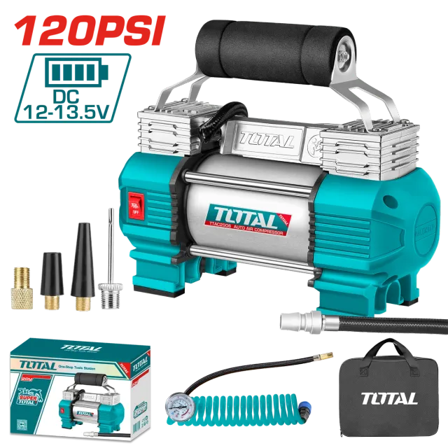 Kompresor për makinë 12V 128PSI 8Bar TOTAL TTAC2506