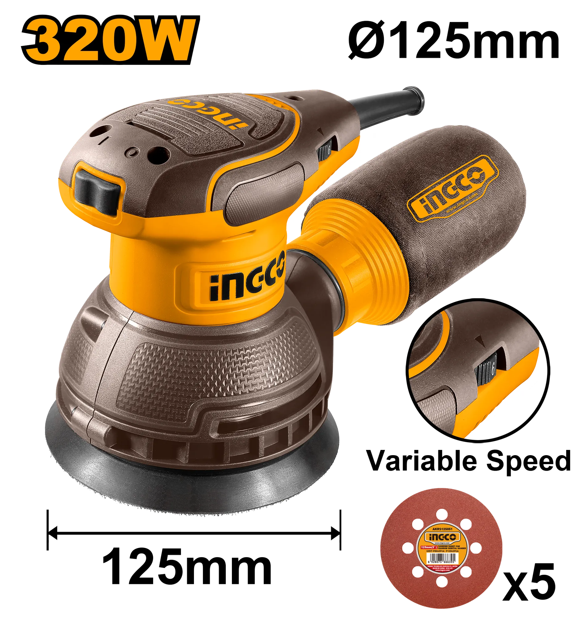 Brusiese orbitale vibracionale 320W - INGCO RS3216