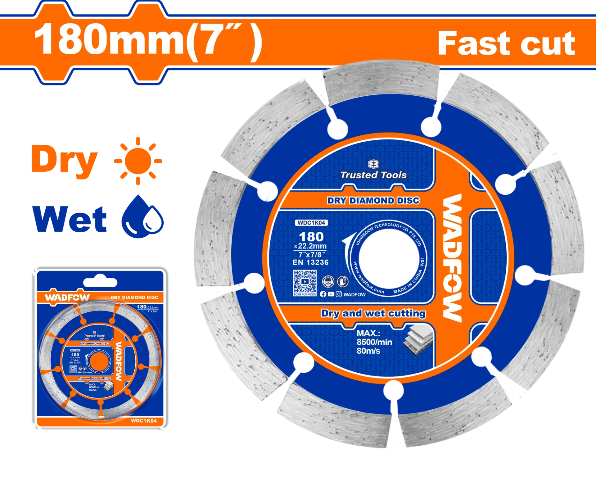 Disk diamanti 180mm Fast Cut WADFOW WDC1K04