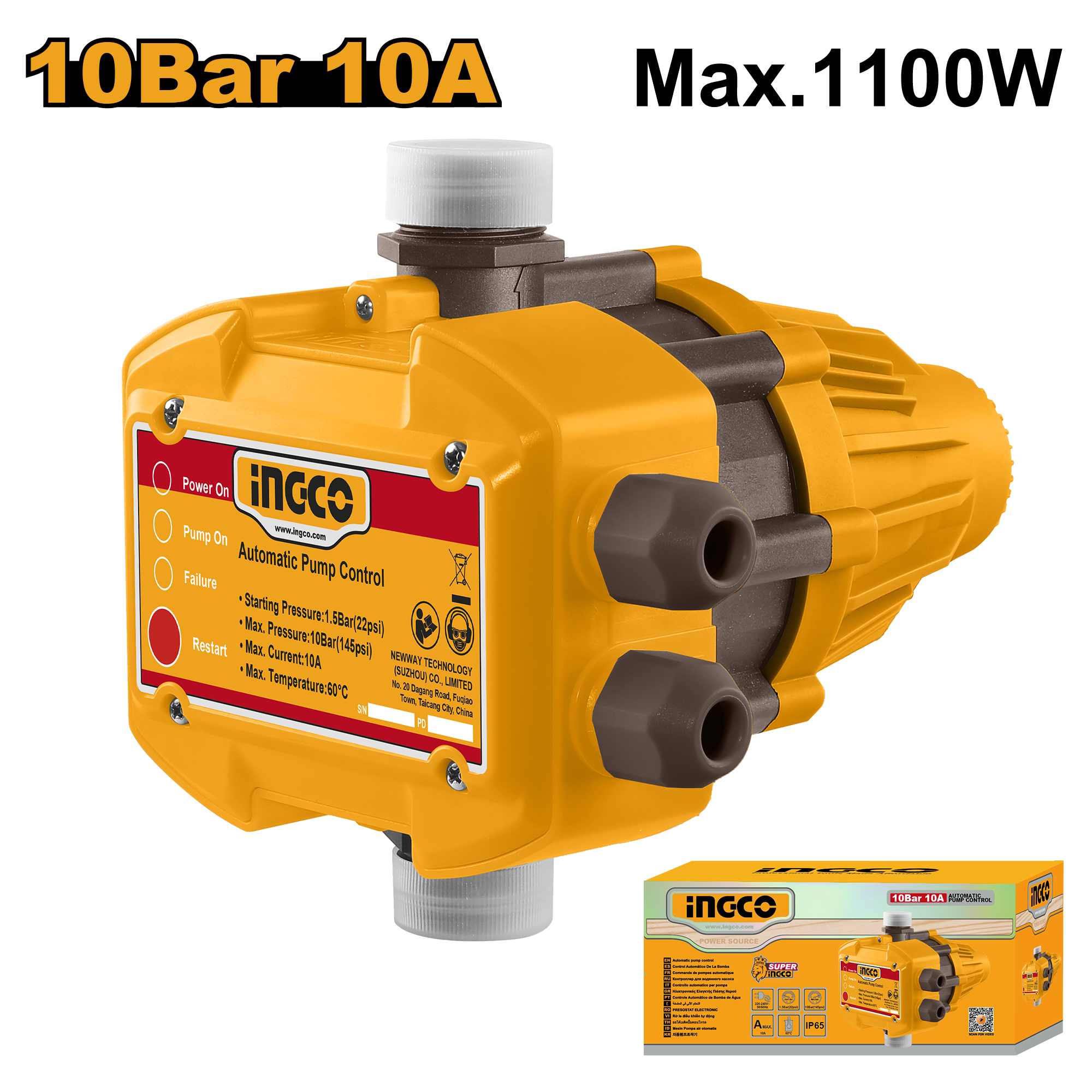 Ndërprerës automatik për pompë uji INGCO 1.5 BAR WAPS001