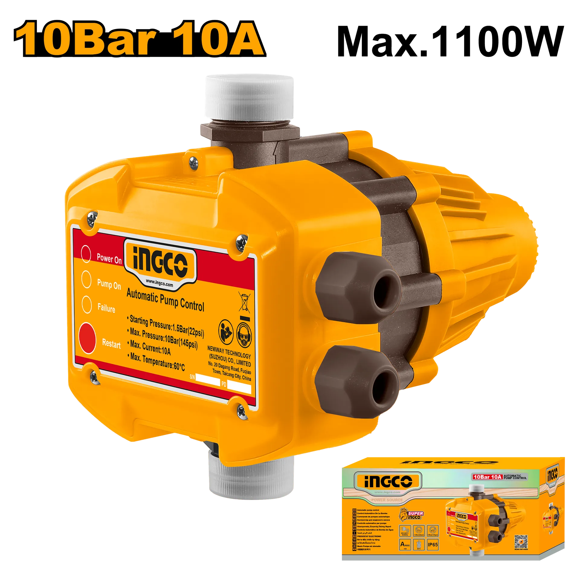 Ndërprerës automatik për pompë uji INGCO 1.5 BAR WAPS001