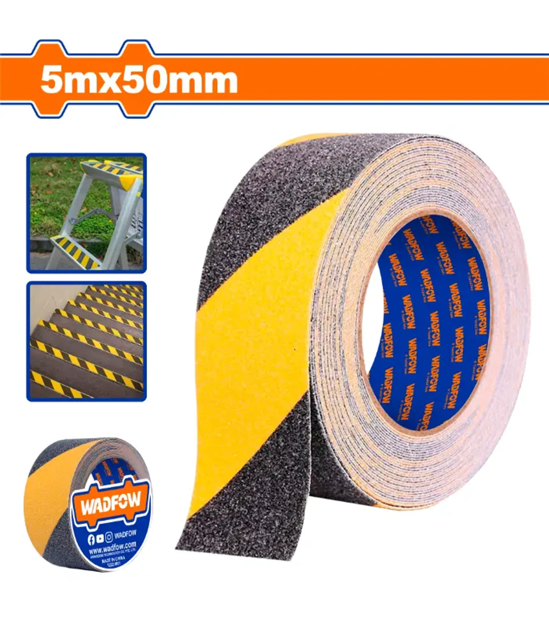 Shirit paralajmërues kundër rrëshqitjes PVC 5mx50mm WADFOW WVA3560