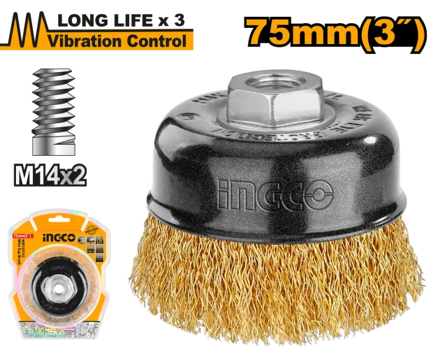 ЧЕТКА МЕСИНГ 75mm M14x2 INGCO WB10755