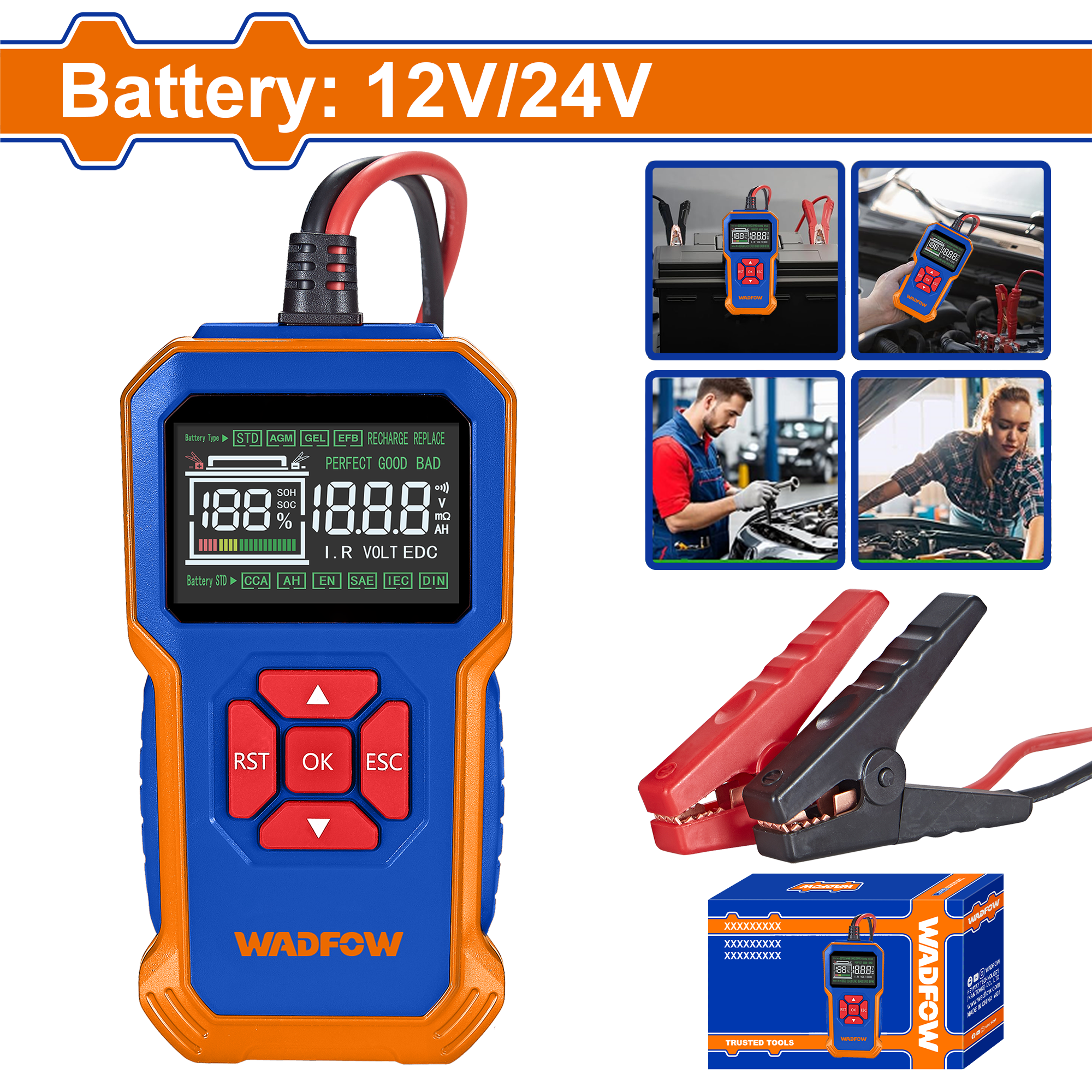 ТЕСТЕР ЗА АКУМУЛАТОР 12V/24V WADFOW WVTD1511