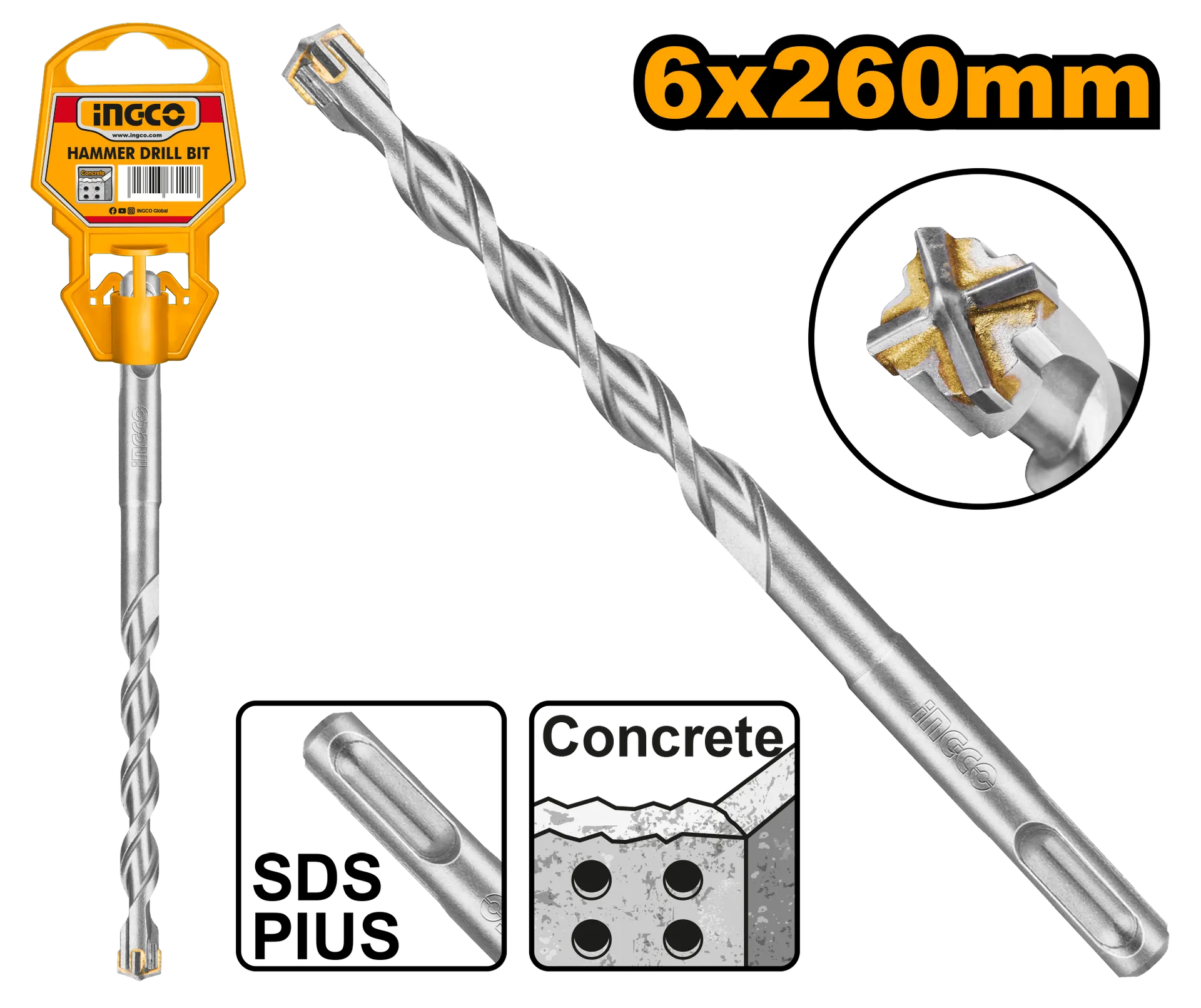 Burja hilta 4 dhëmbë 6x260 INGCO DBH1210604C