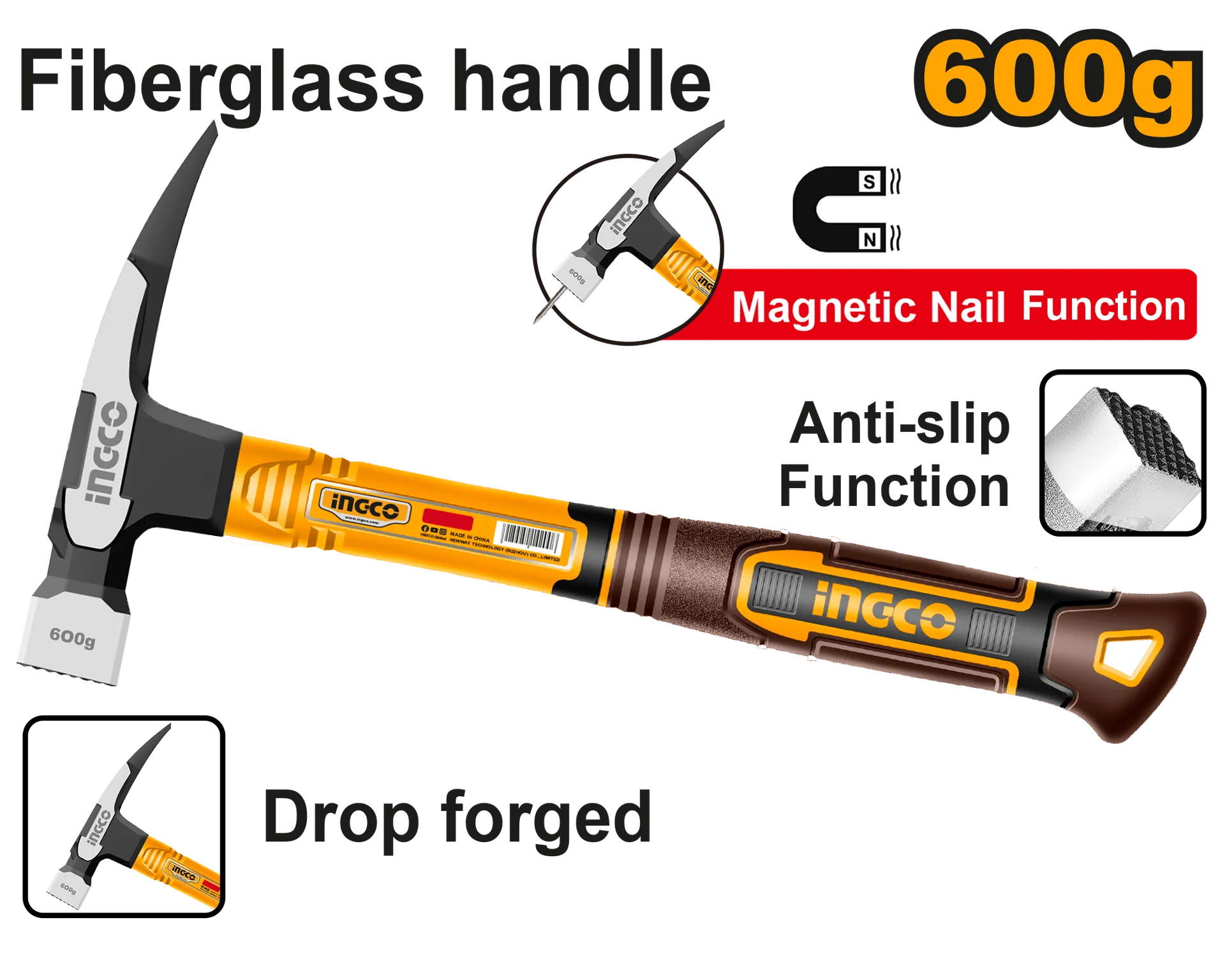 Çekiç magnetik INGCO 600g – HCH81060