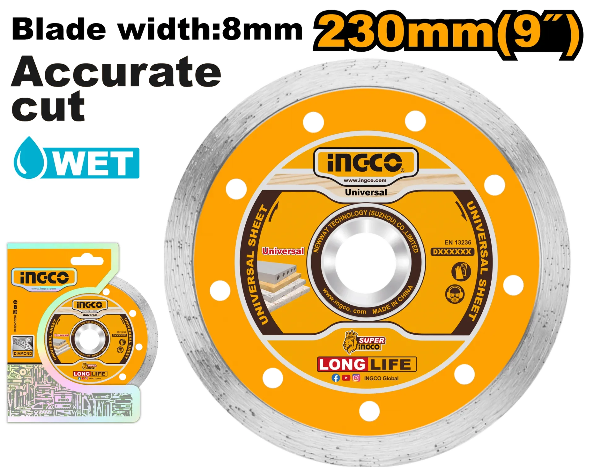 ДИЈАМАНТСКИ ДИСК ЗА ПЛОЧКИ 230mm ACCURATE CUT INGCO DMD022302