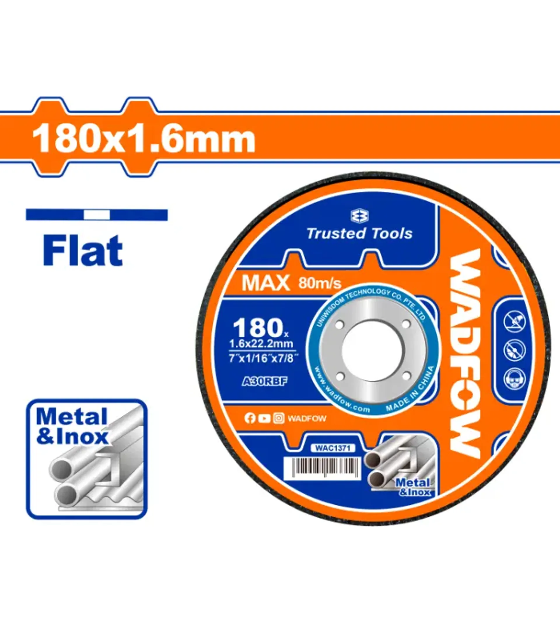 Disk për bluarje 1.6x180mm WADFOW WAC1371