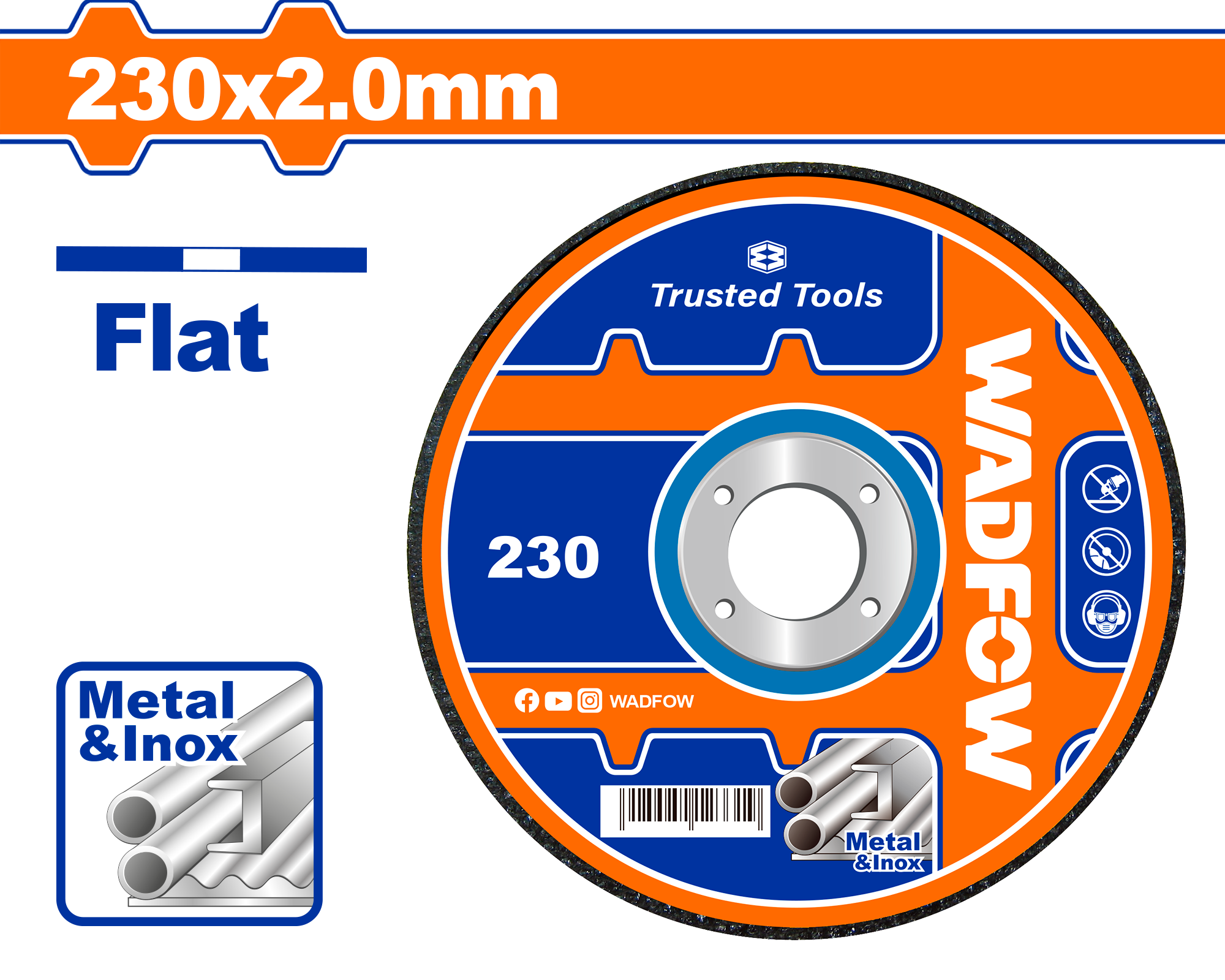 БРУСЕН КАМЕН 230×2.0mm ЗА МЕТАЛ & ИНОКС WADFOW WAC1397